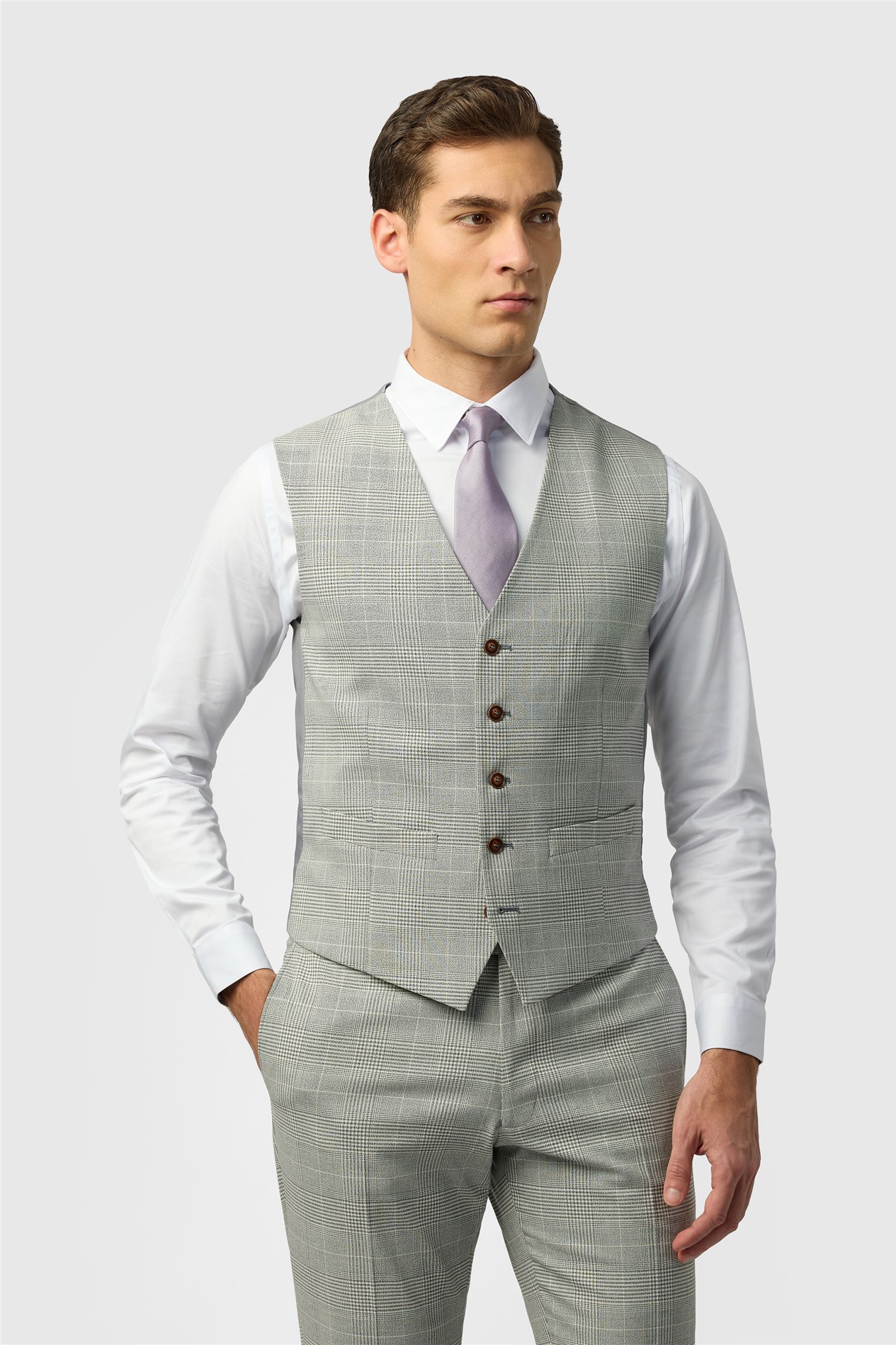 Antique Rogue Slim Fit Astor Monochrome Check Waistcoat