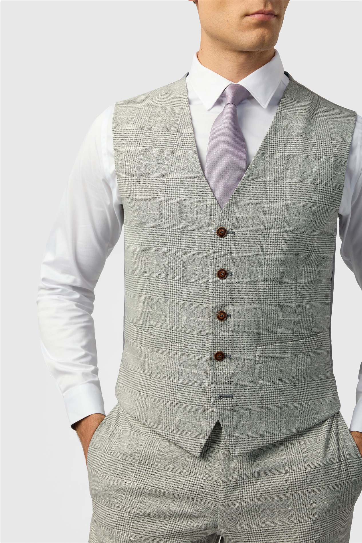 Antique Rogue Slim Fit Astor Monochrome Check Waistcoat