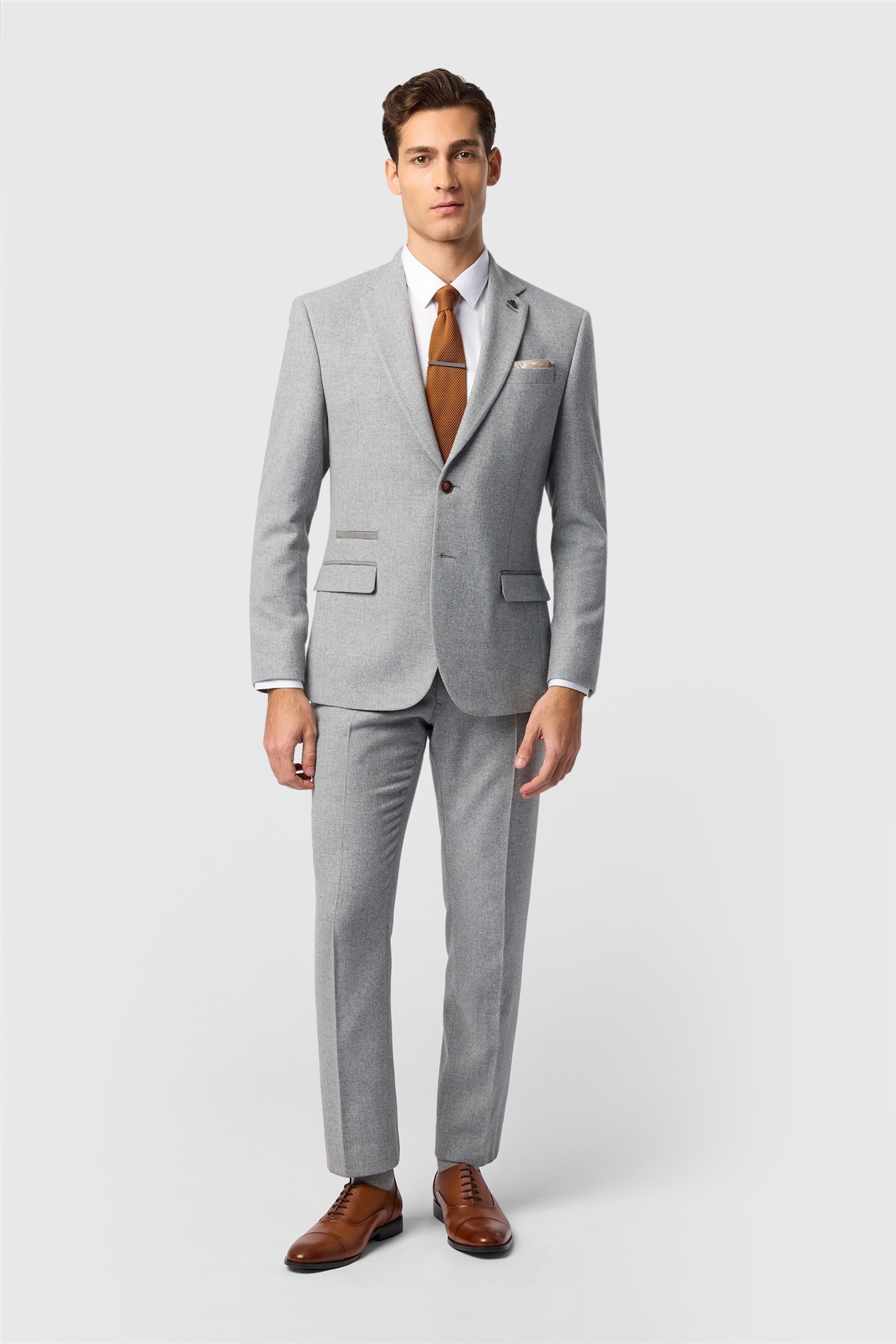 Antique Rogue Slim Fit Baxter Pale Grey Herringbone Jacket