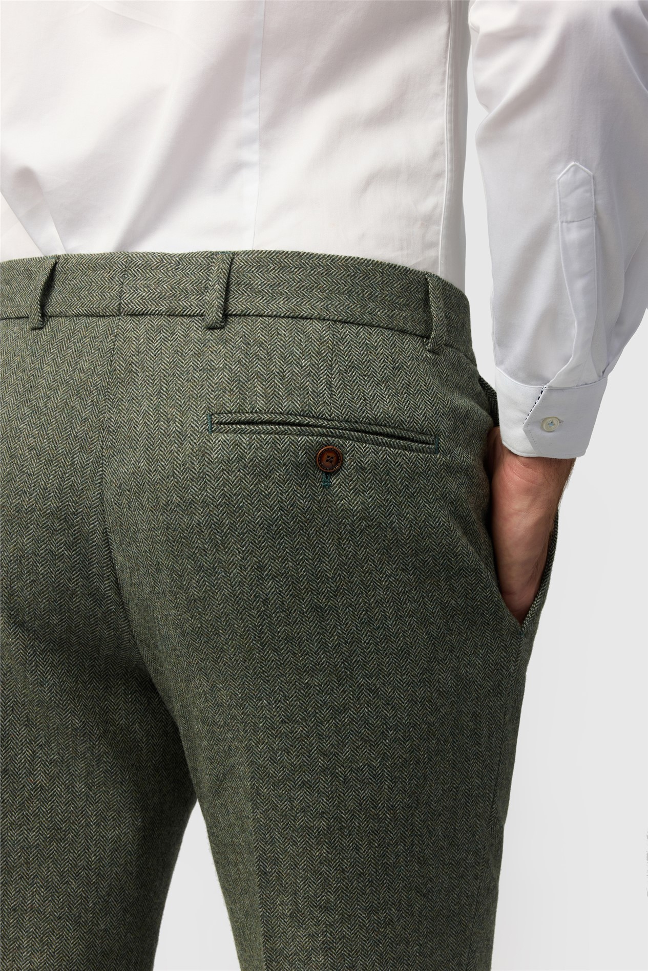 Antique Rogue Slim Fit Baxter Sage Herringbone Tweed Trouser