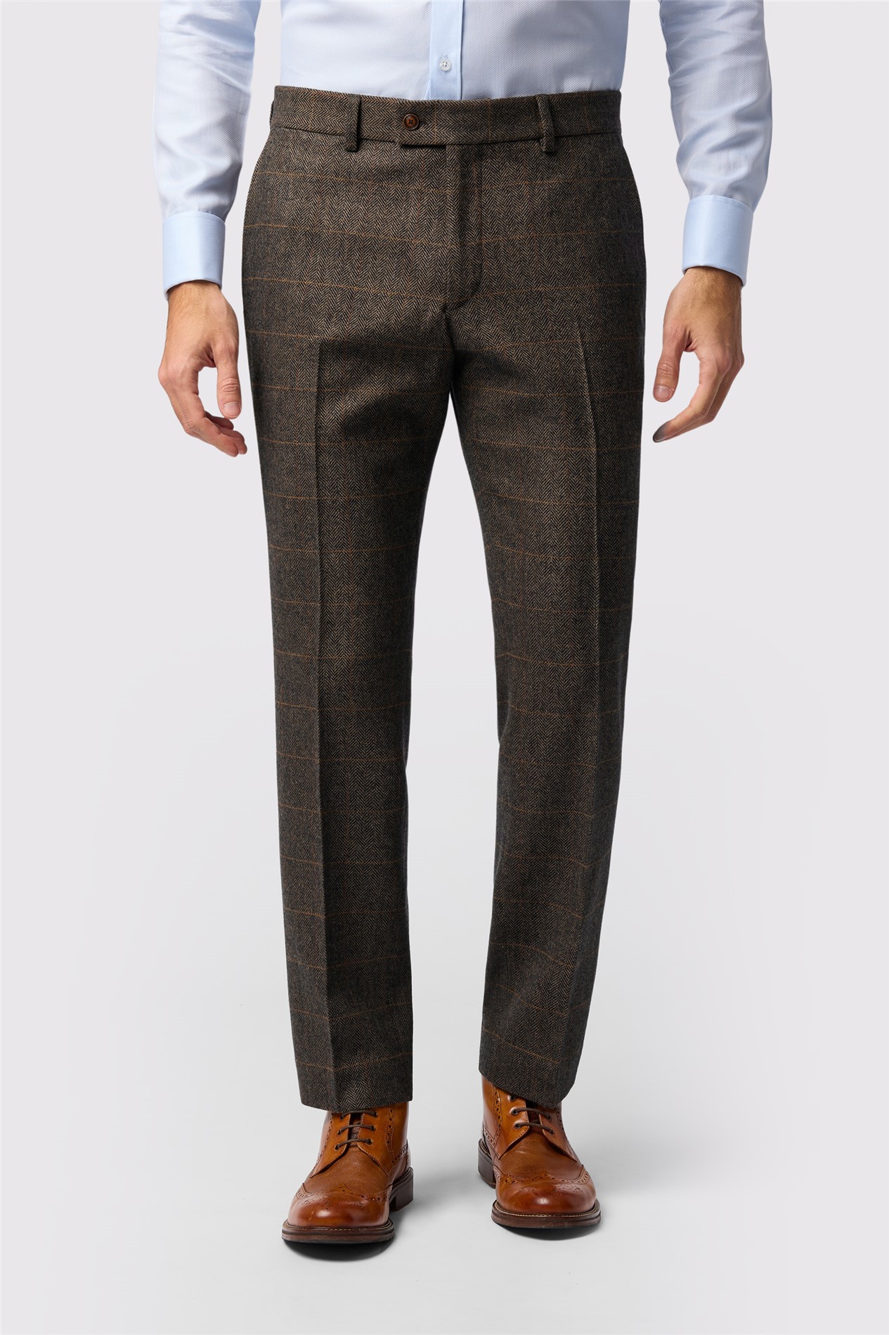 Antique Rogue Tailored Fit Beck Brown Tweed Check Trouser

