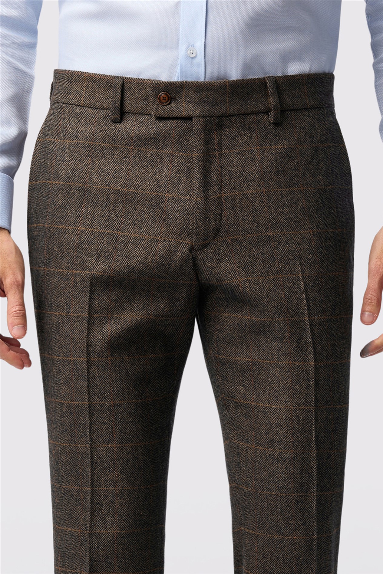 Antique Rogue Tailored Fit Beck Brown Tweed Check Trouser
