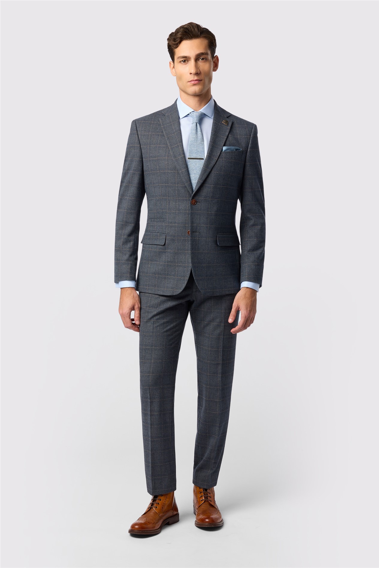 Antique Rogue Tailored Fit Maddoc Charcoal Tan Check Jacket
