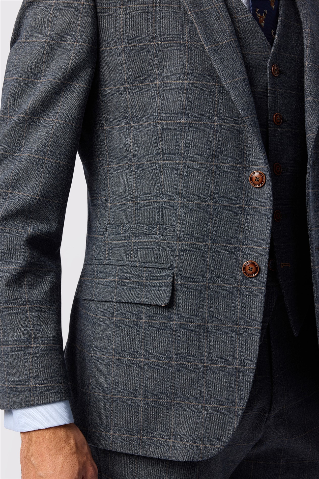 Antique Rogue Tailored Fit Maddoc Charcoal Tan Check Jacket
