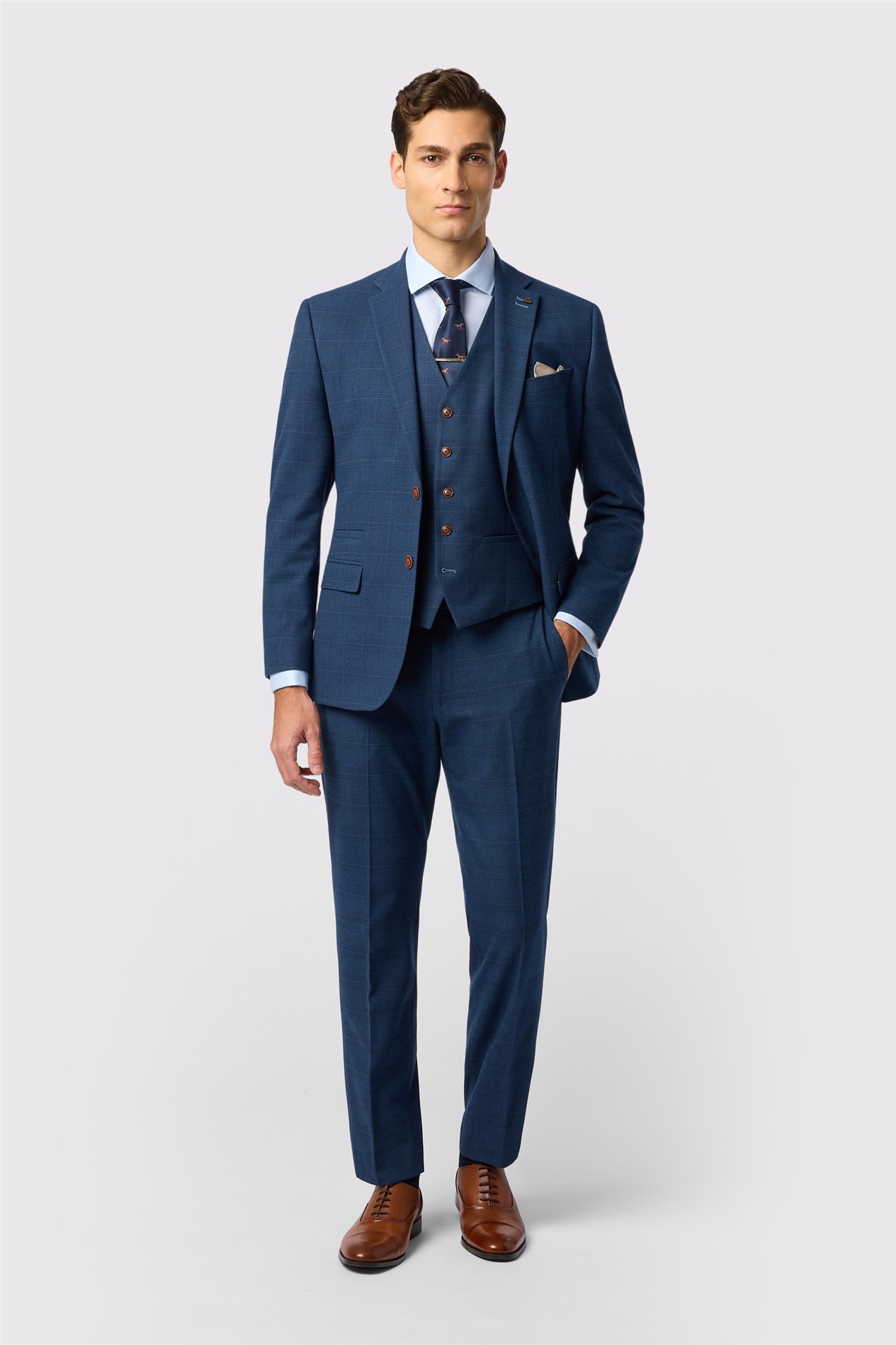 Antique Rogue Tailored Fit Maddoc Blue Check Jacket

