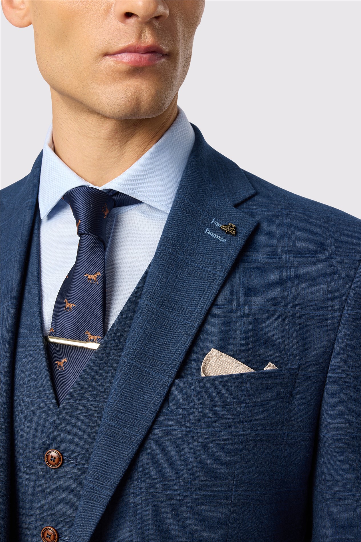 Antique Rogue Tailored Fit Maddoc Blue Check Jacket


