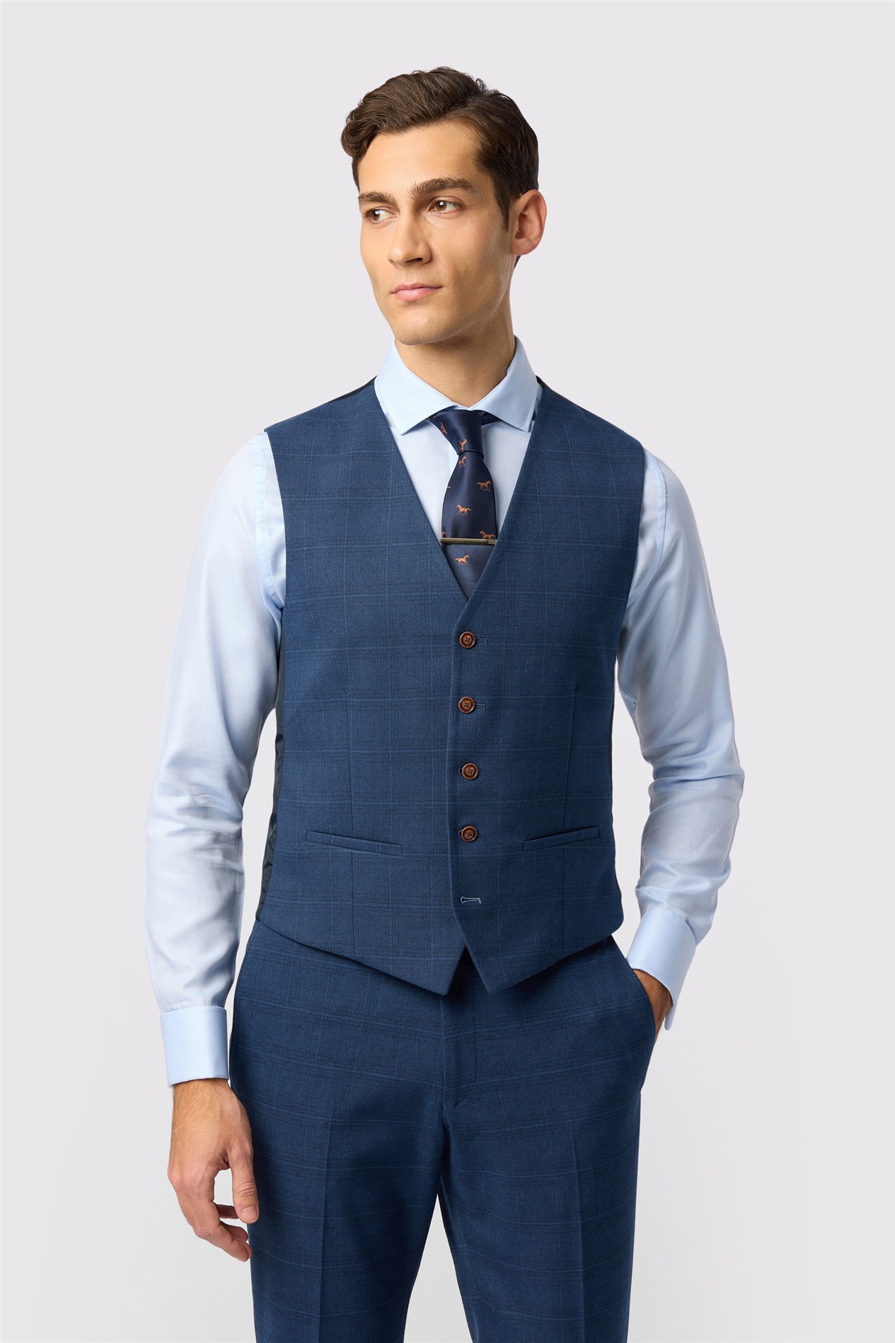 Antique Rogue Maddoc Blue Check Waistcoat
