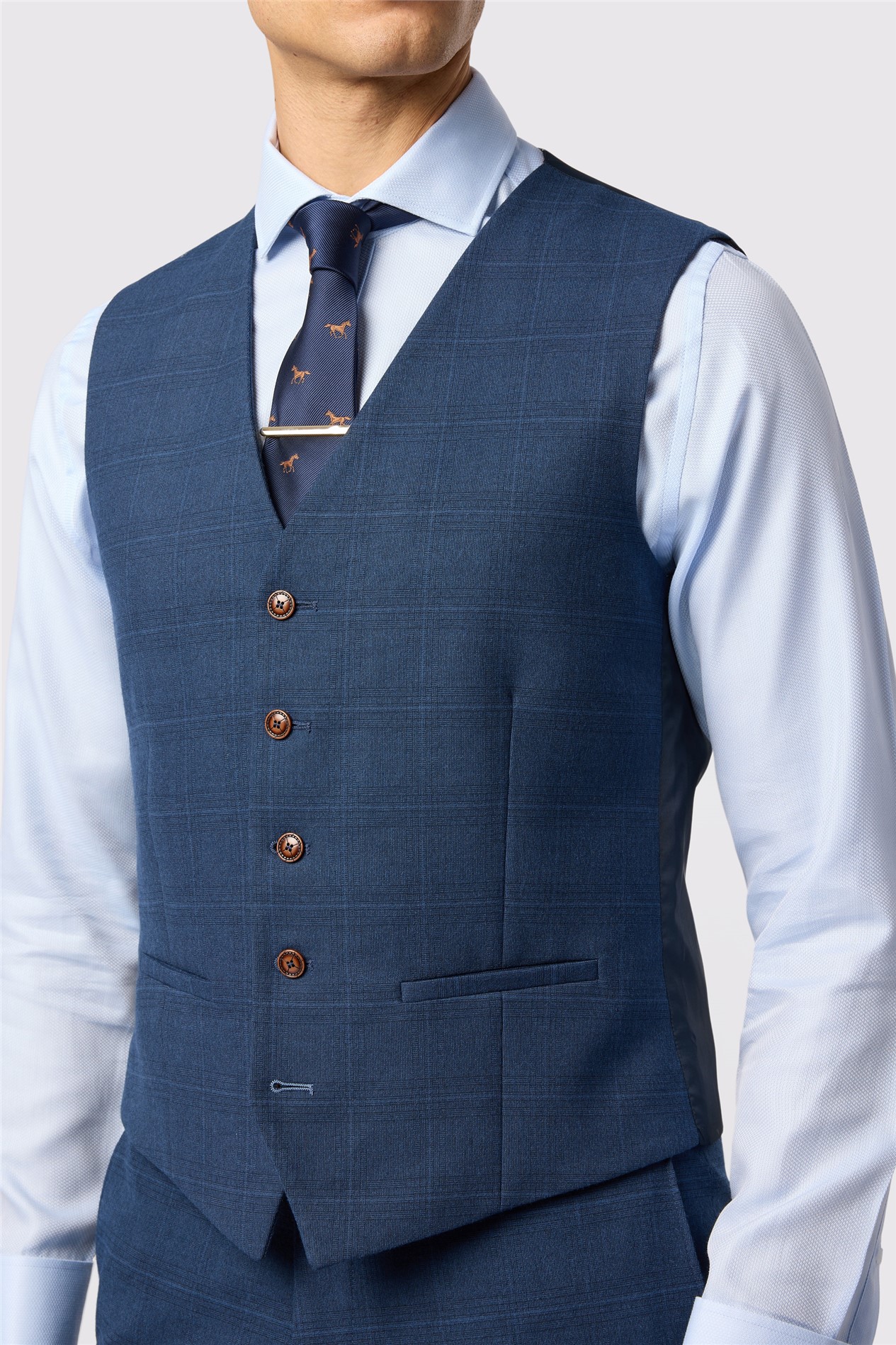 Antique Rogue Maddoc Blue Check Waistcoat
