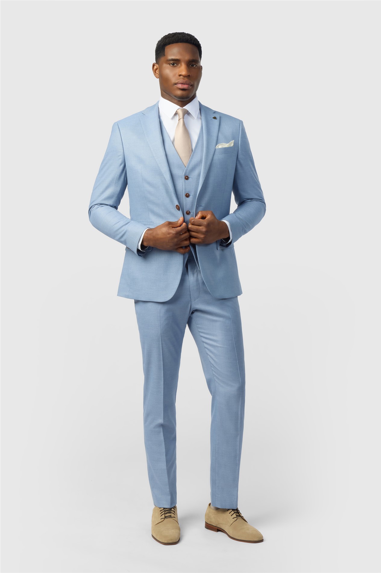Antique Rogue Slim Fit Blake Pale Blue Texture Jacket
