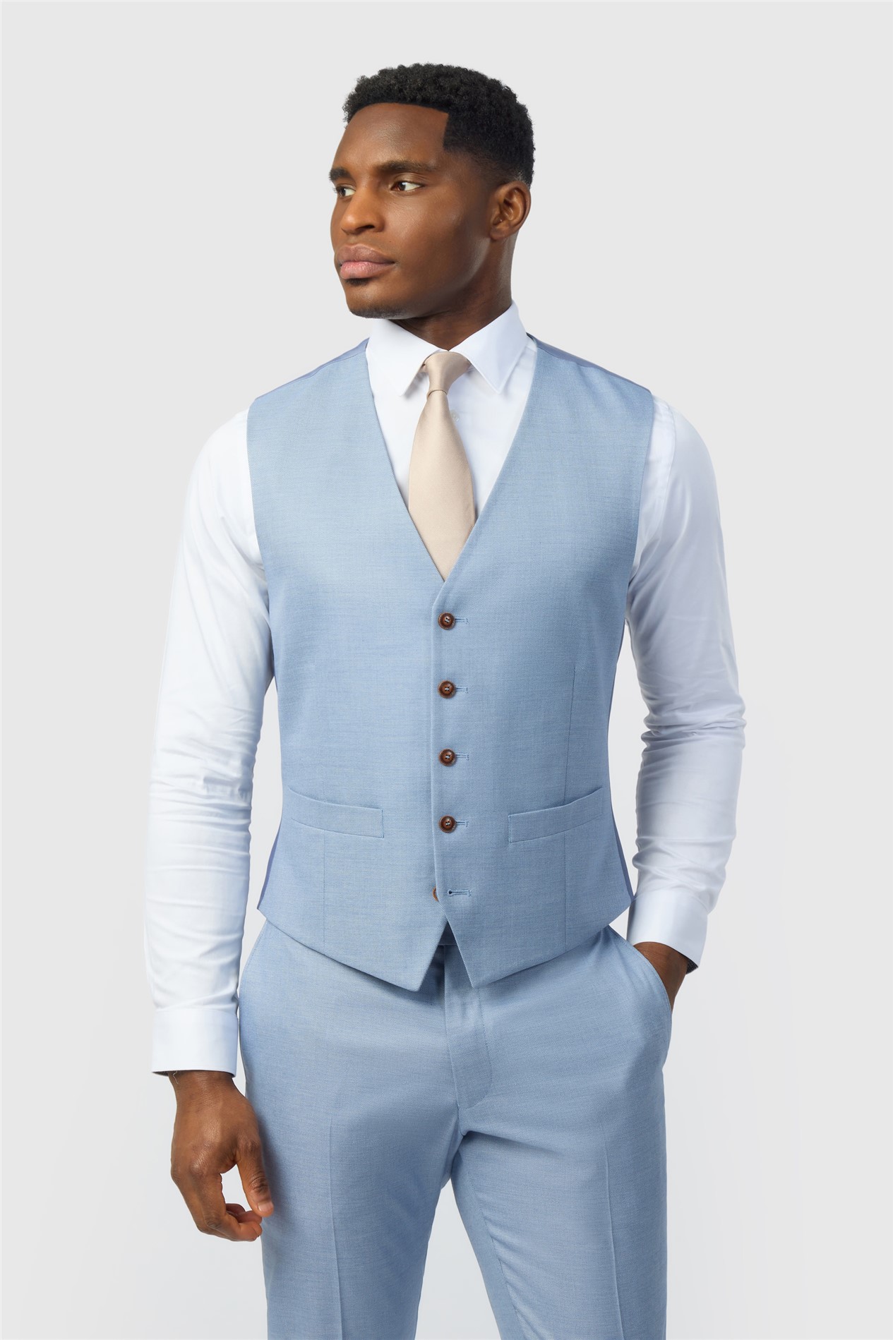 Antique Rogue Blake Pale Blue Texture Waistcoat
