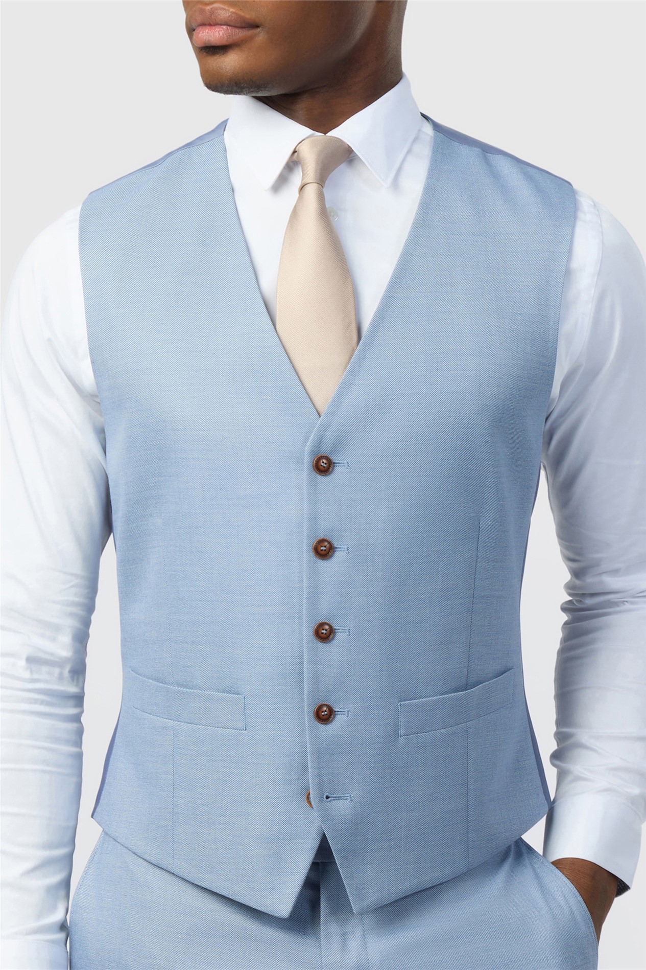 Antique Rogue Blake Pale Blue Texture Waistcoat
