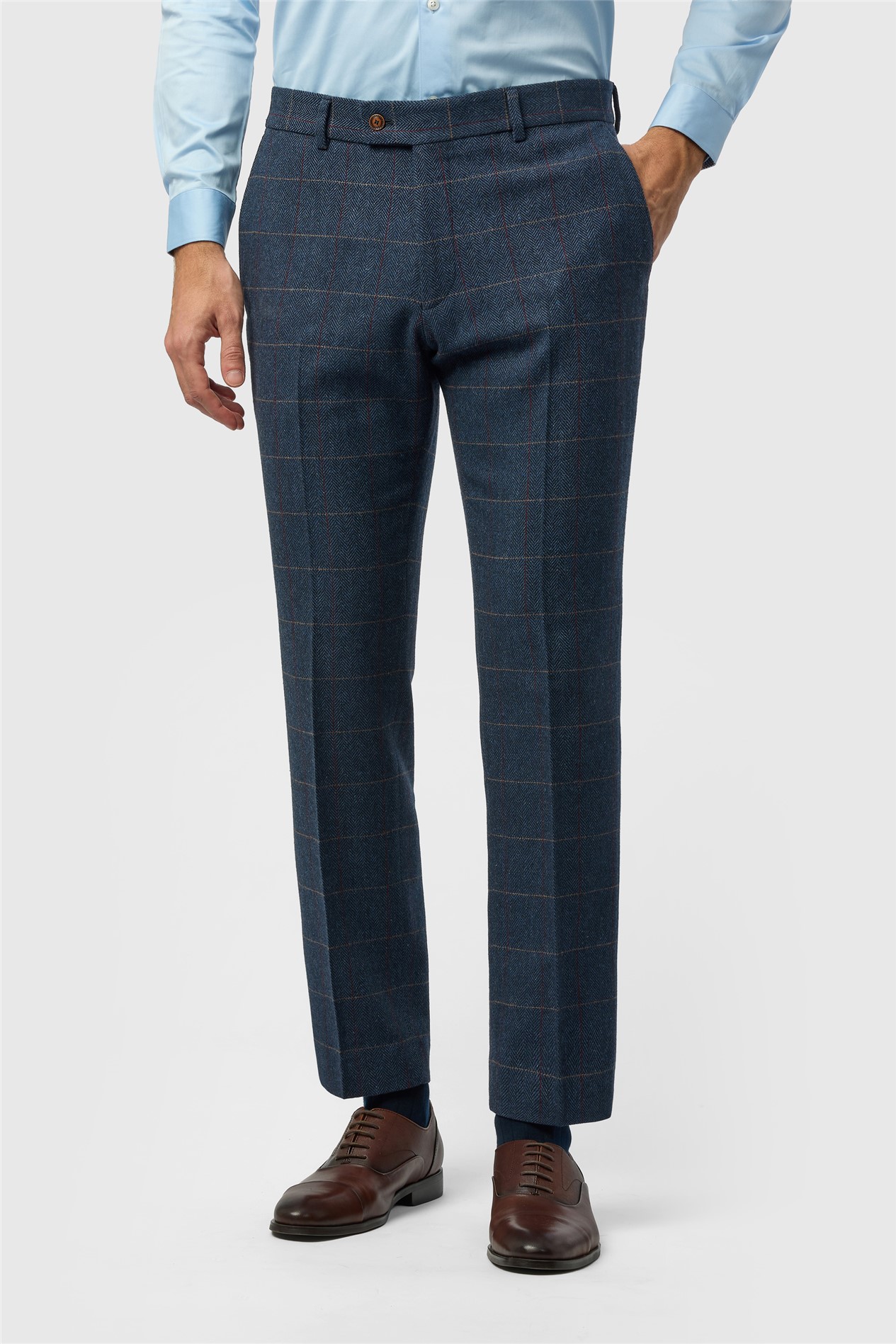 Antique Rogue Tailored Fit Ezra Blue Check Tweed
