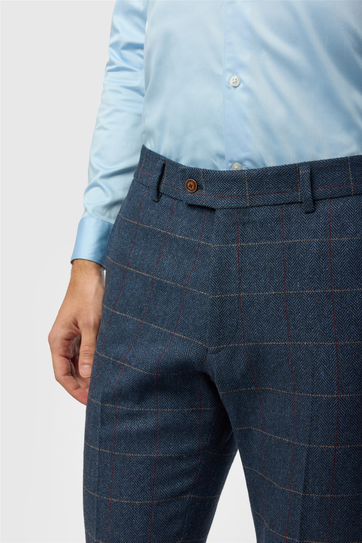 Antique Rogue Tailored Fit Ezra Blue Check Tweed
