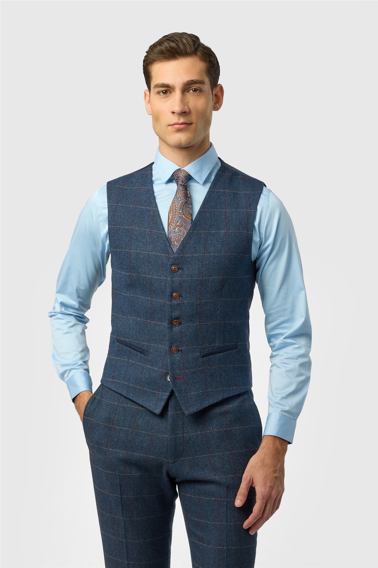 Antique Rogue Ezra Blue Check Waistcoat
