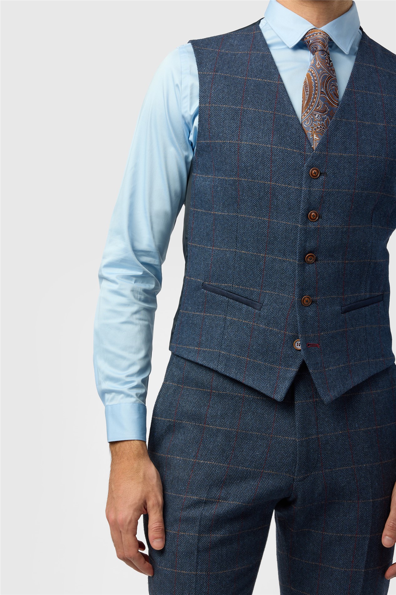 Antique Rogue Ezra Blue Check Waistcoat
