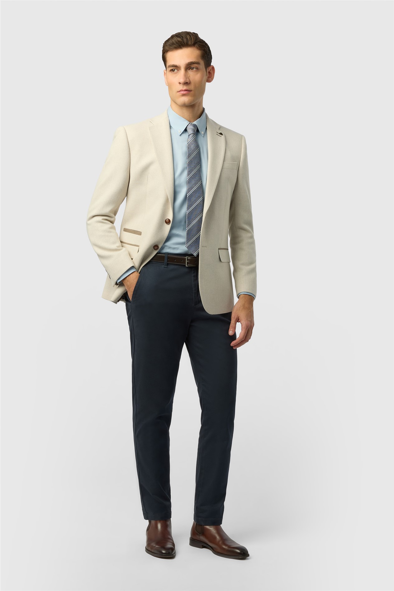 Antique Rogue Slim Fit Baxter Ecru Herringbone Tweed Jacket