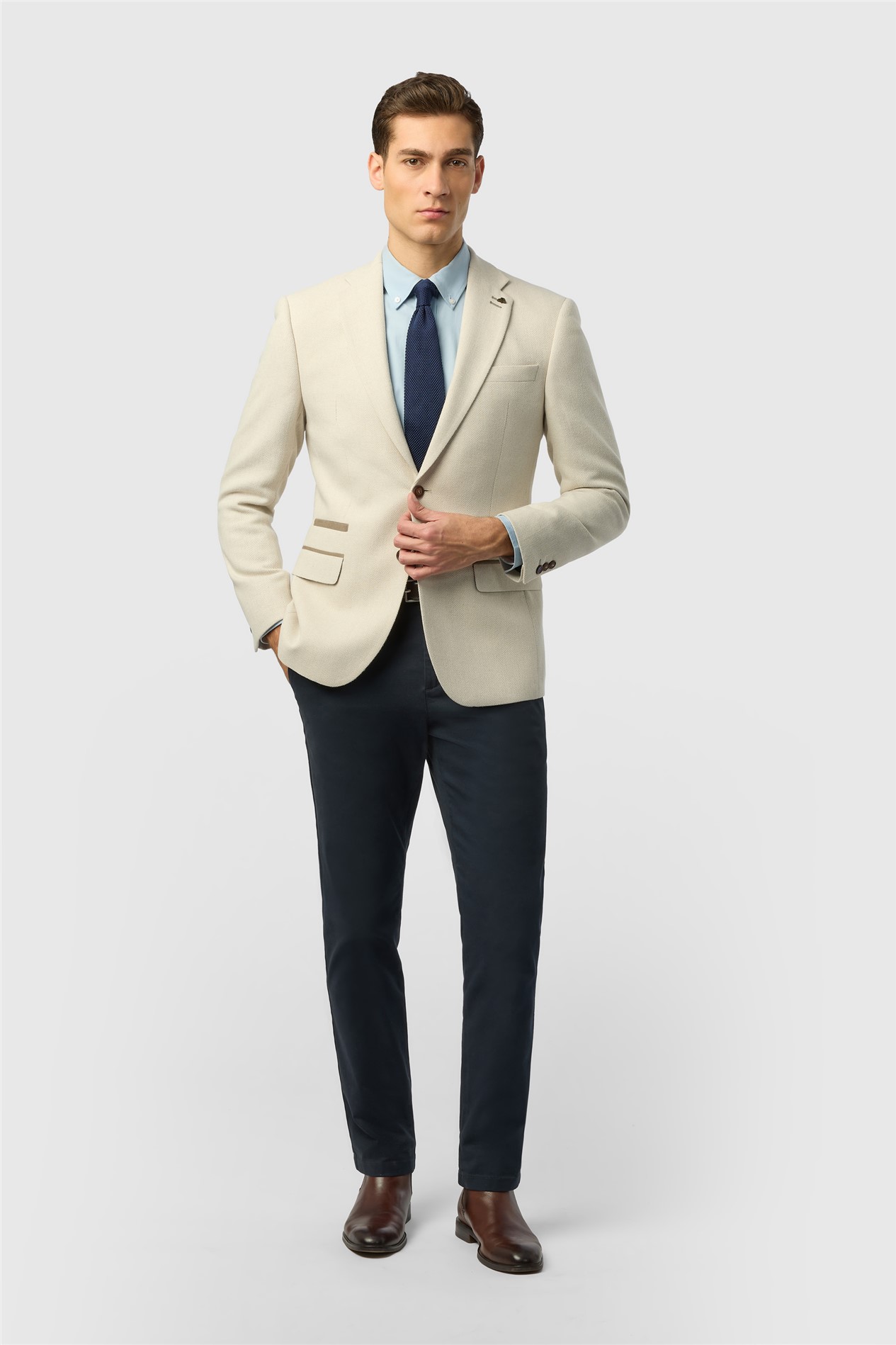 Antique Rogue Slim Fit Baxter Ecru Herringbone Tweed Jacket
