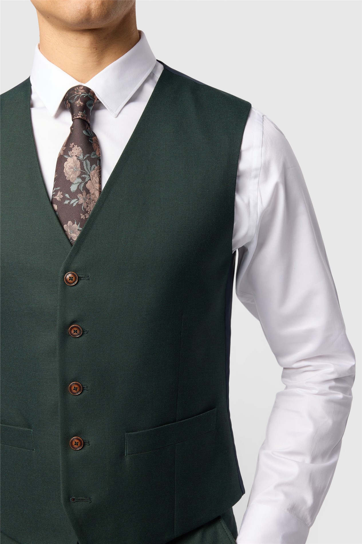 Antique Rogue Blake Deep Green Texture Waistcoat
