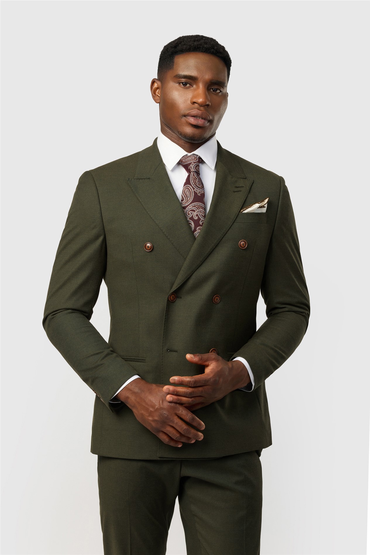 Antique Rogue Slim Fit Harley Khaki Flannel Double Breasted Jacket