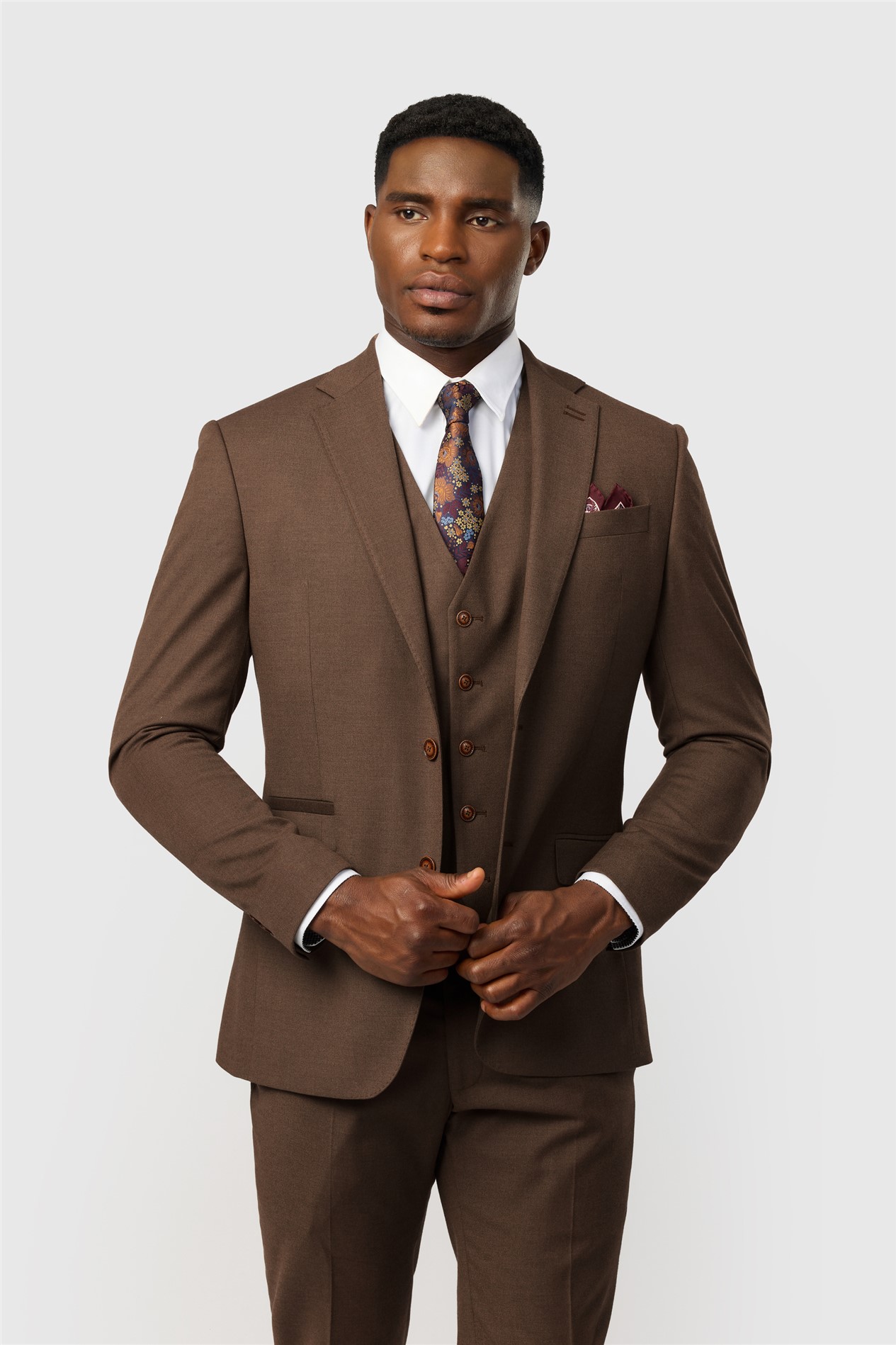 Antique Rogue Slim Fit Harley Flannel Chestnut Jacket | Suit Direct