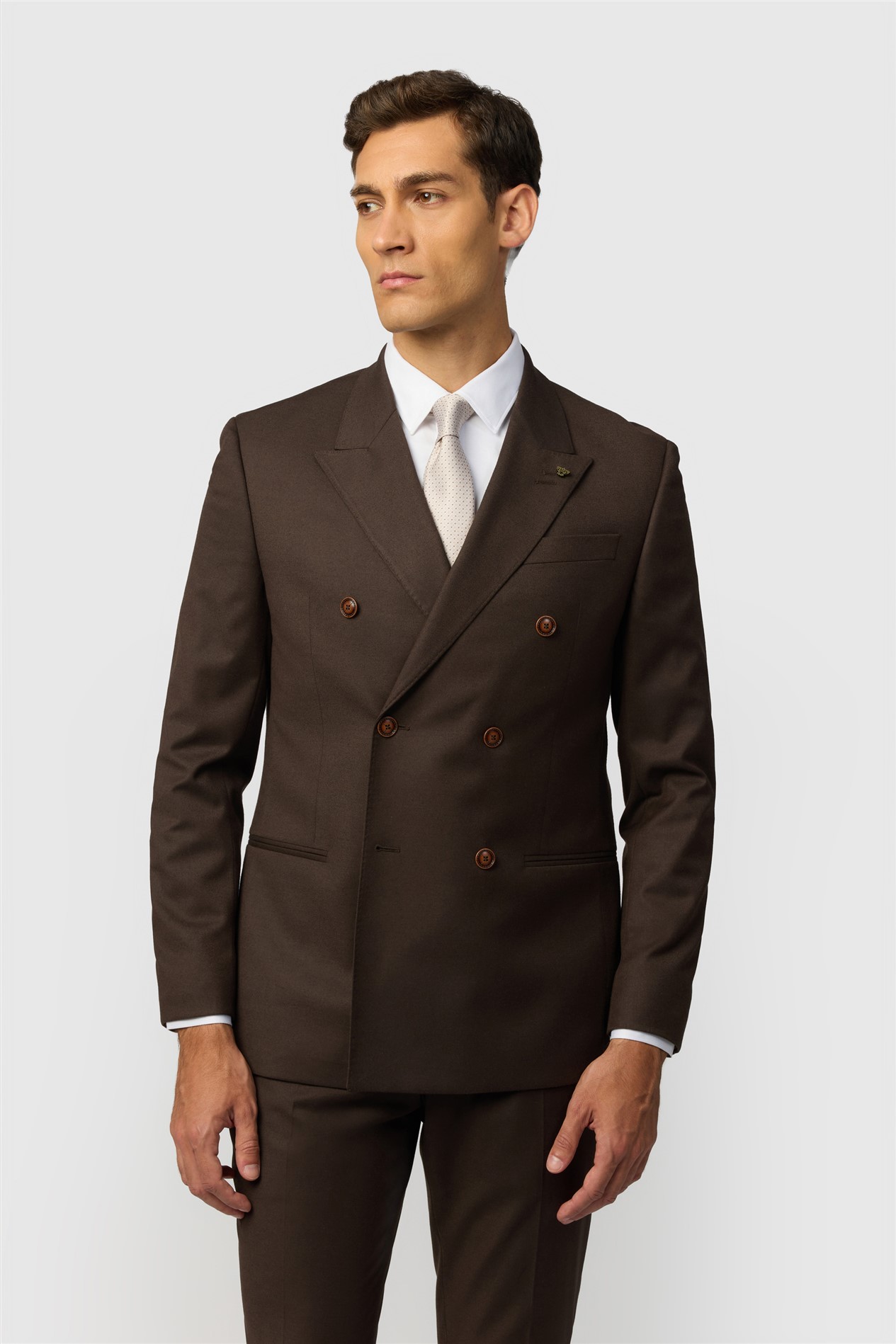 Antique Rogue Slim Fit Harley Chocolate Flannel Double Breasted Jacket
