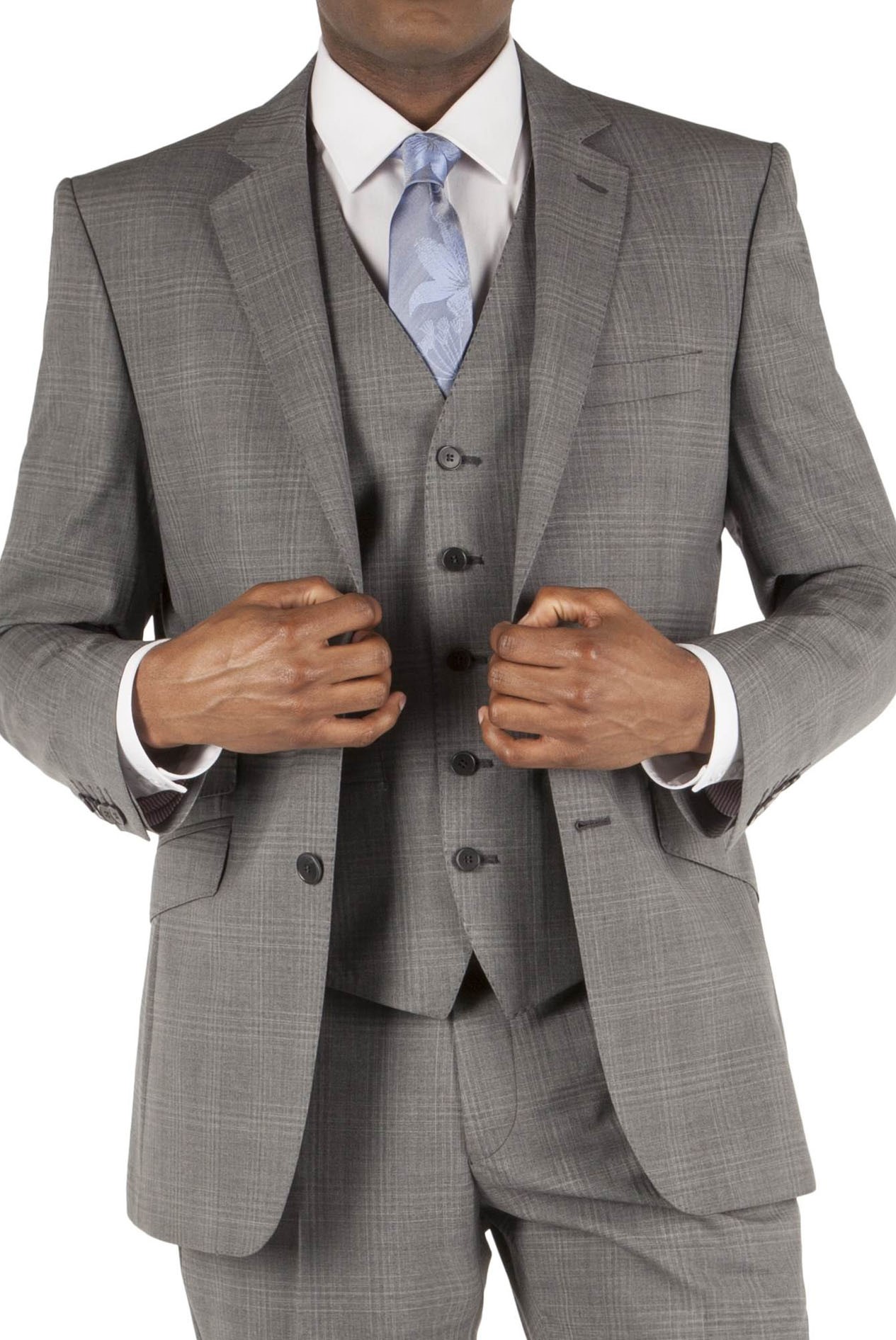 Alexandre of england grey check tailored fit suit