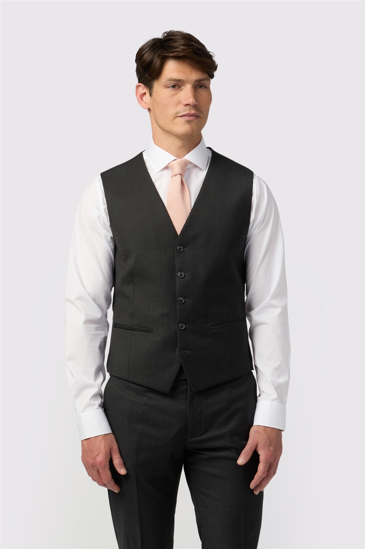  Slim Fit Curtis Charcoal Twill Waistcoat