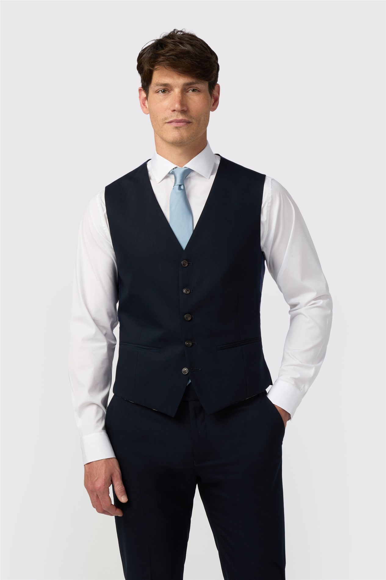 Antique Rogue Slim Fit Curtis Navy Twill Waistcoat