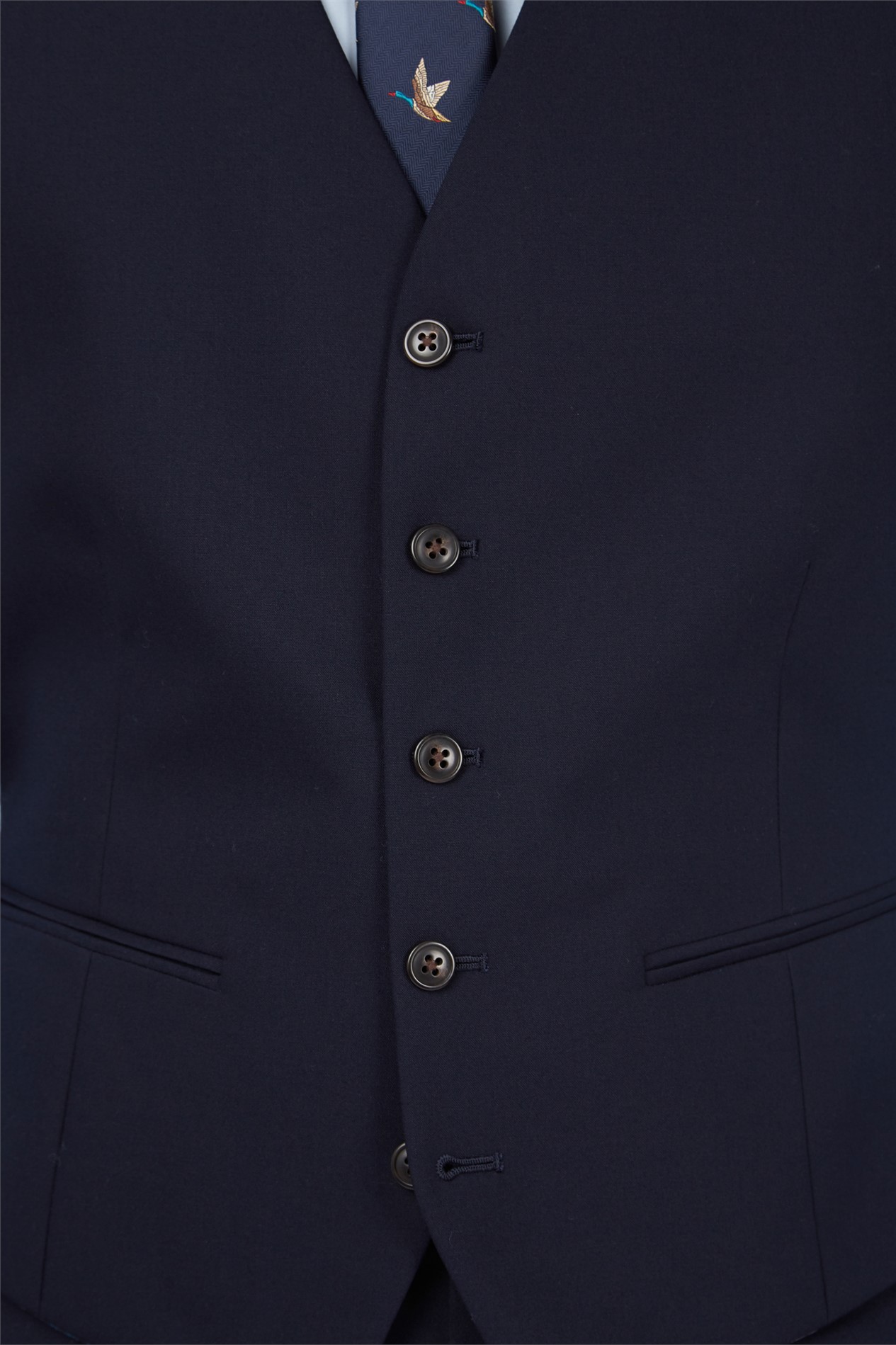 Antique Rogue Slim Fit Curtis Navy Twill Waistcoat