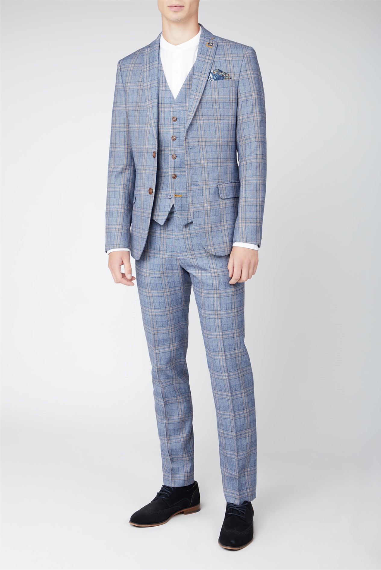 Antique Rogue 2 Tone Sky Blue Checked Suit SuitDirect.co.uk