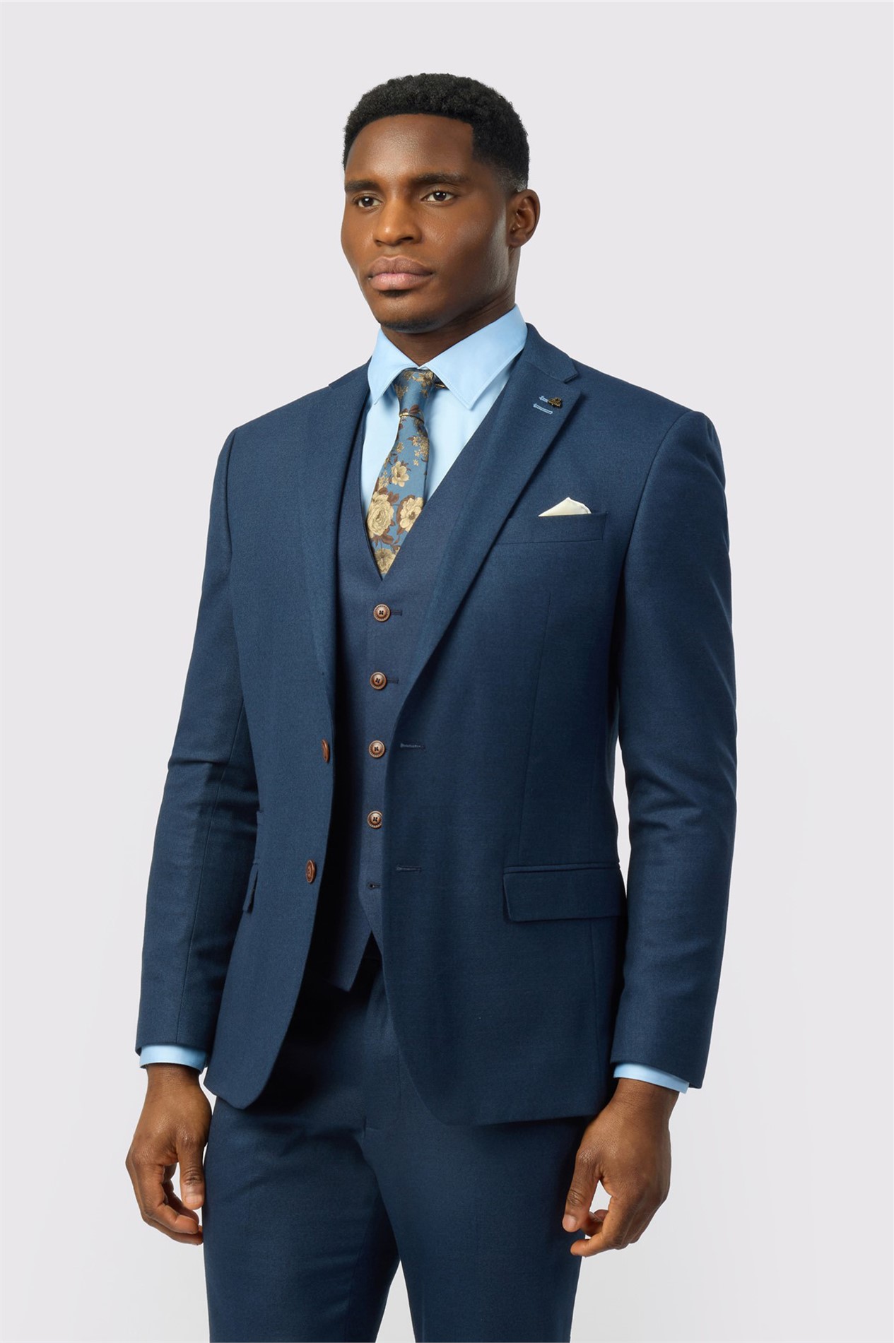 Antique Rogue Slim Fit Navy Texture Stretch Jacket