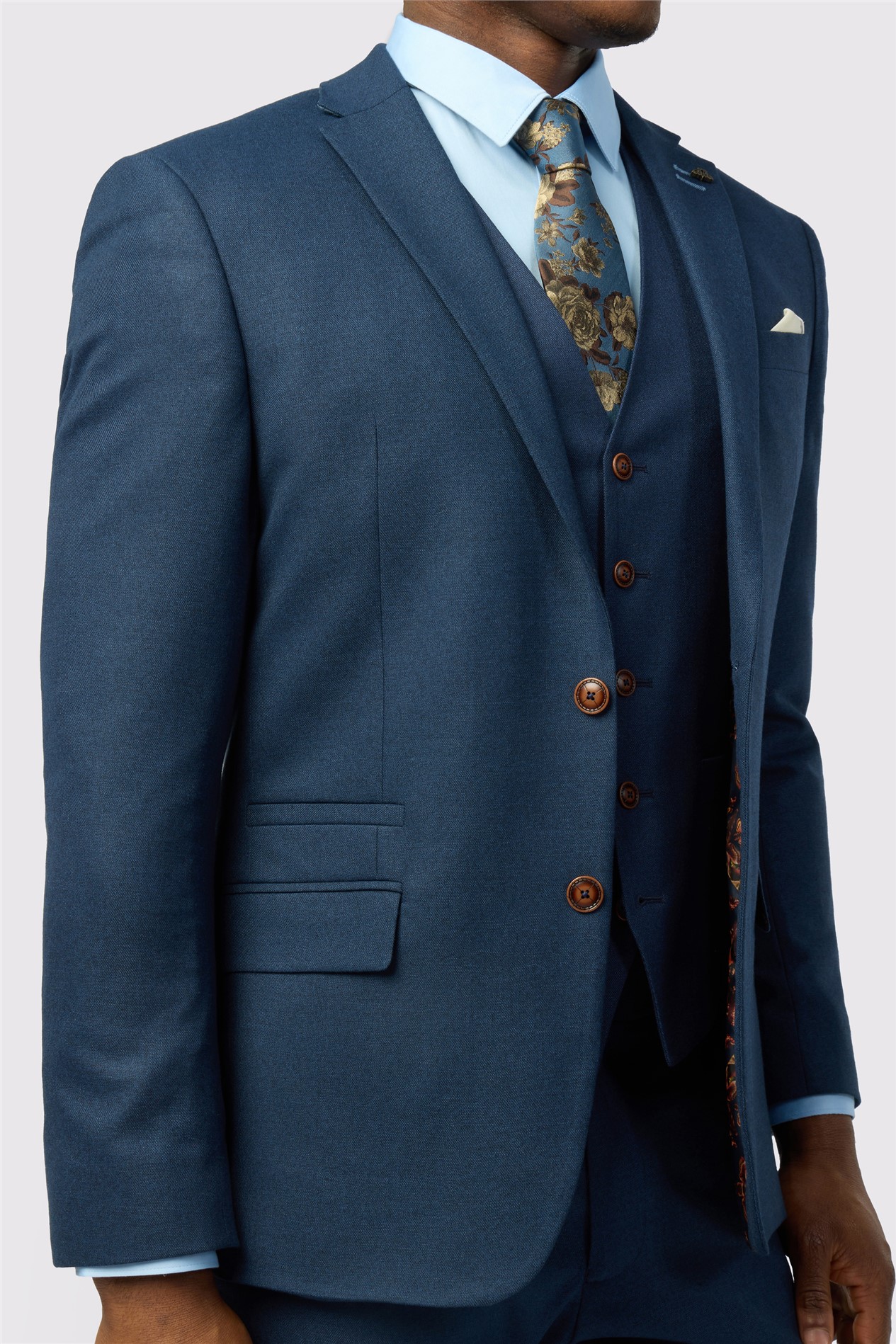 Antique Rogue Slim Fit Navy Texture Stretch Jacket