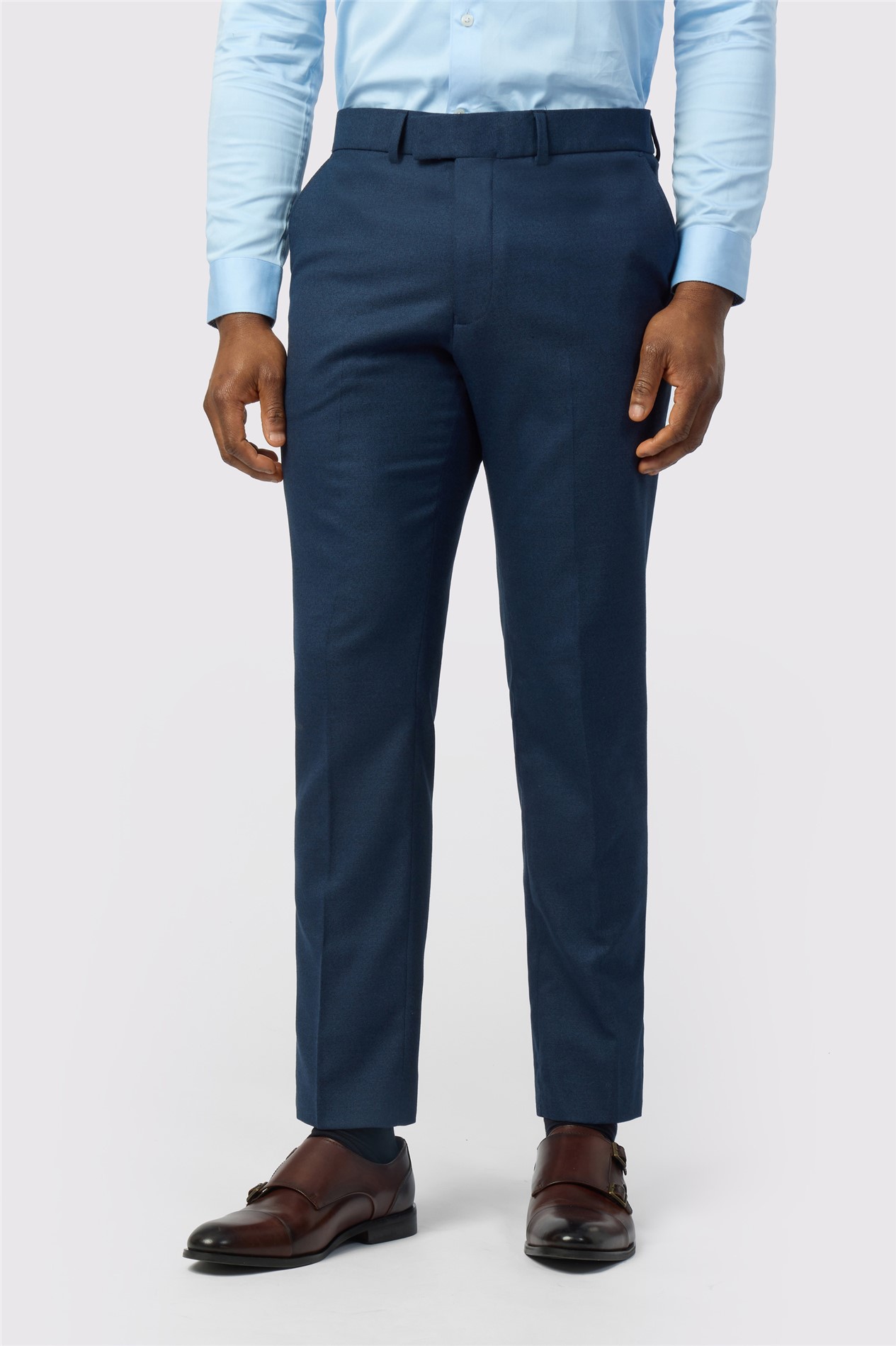 Antique Rogue Slim Fit Navy Texture Stretch Trousers
