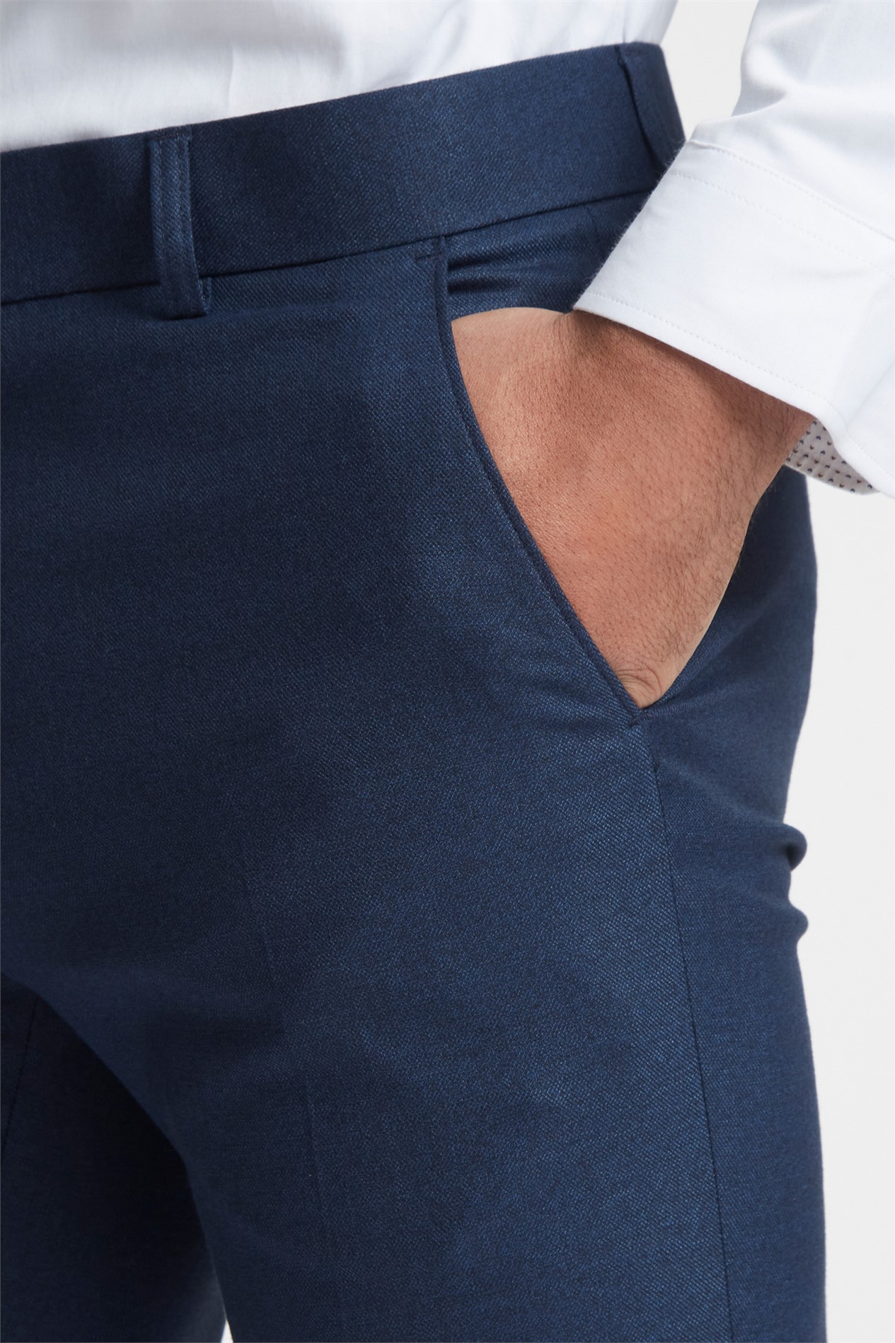 Antique Rogue Slim Fit Navy Texture Stretch Trousers