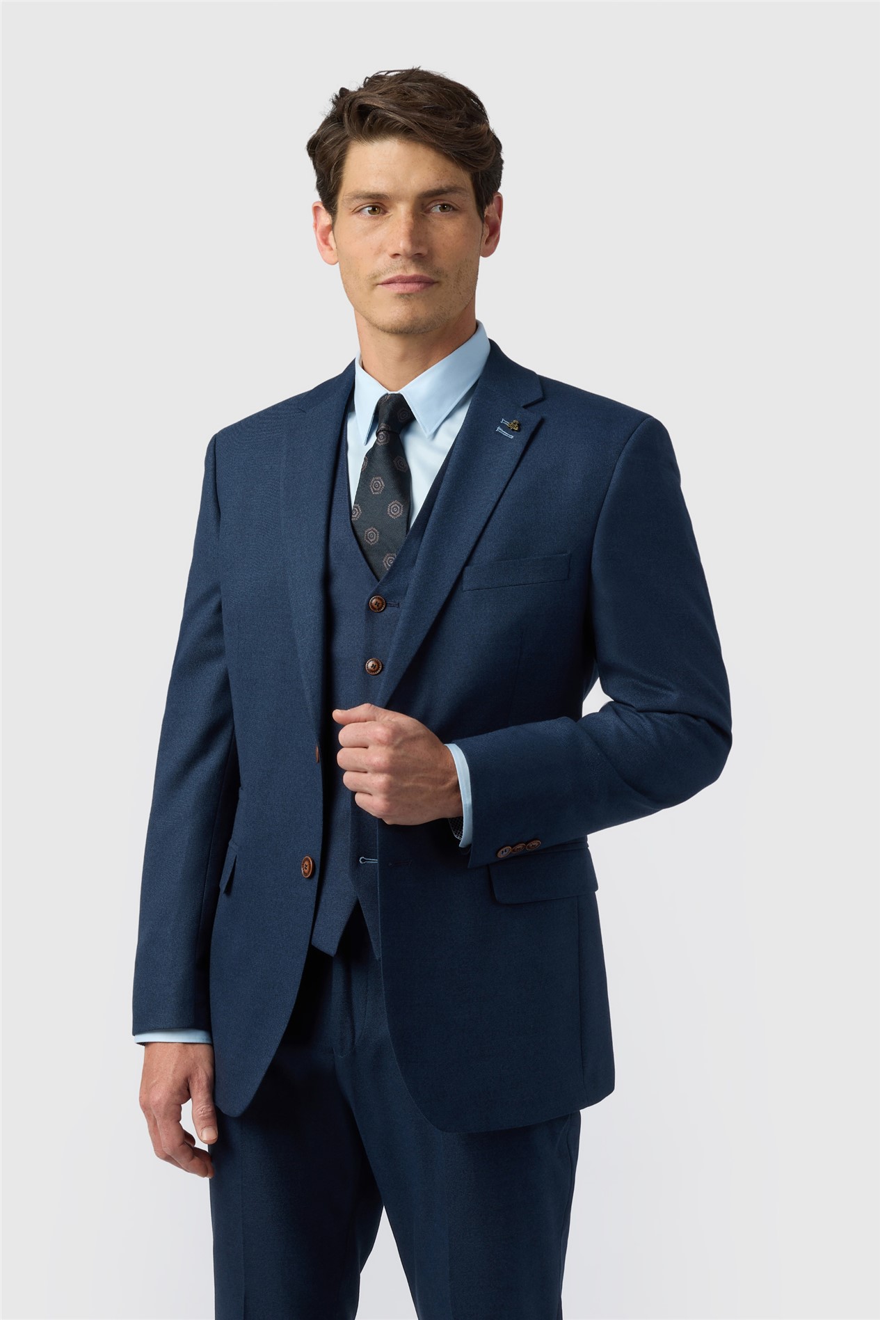 Antique Rogue Regular Fit Navy Texture Stretch Jacket