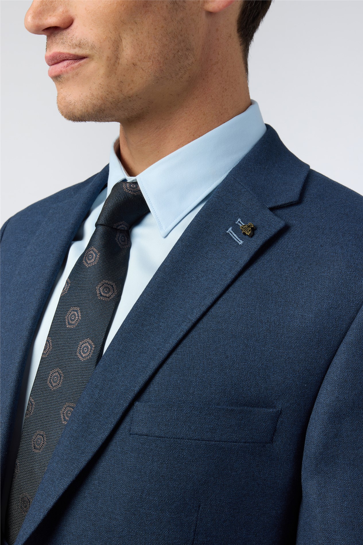 Antique Rogue Regular Fit Navy Texture Stretch Jacket