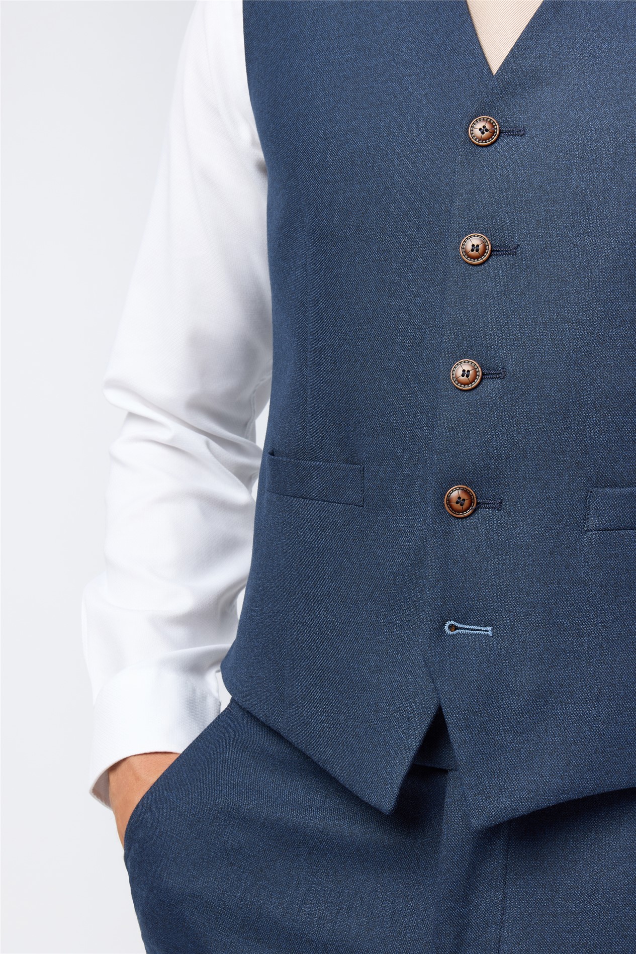 Antique Rogue Navy Texture Stretch Waistcoat