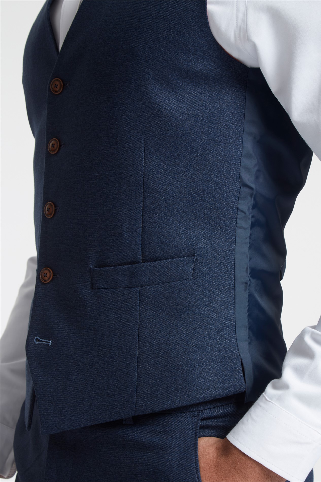 Antique Rogue Navy Texture Stretch Waistcoat