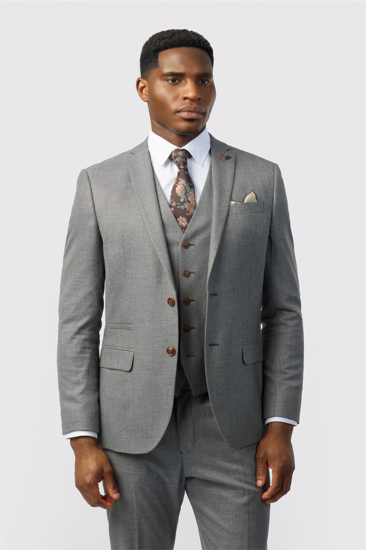 Antique Rogue Slim Fit Grey Texture Stretch Jacket