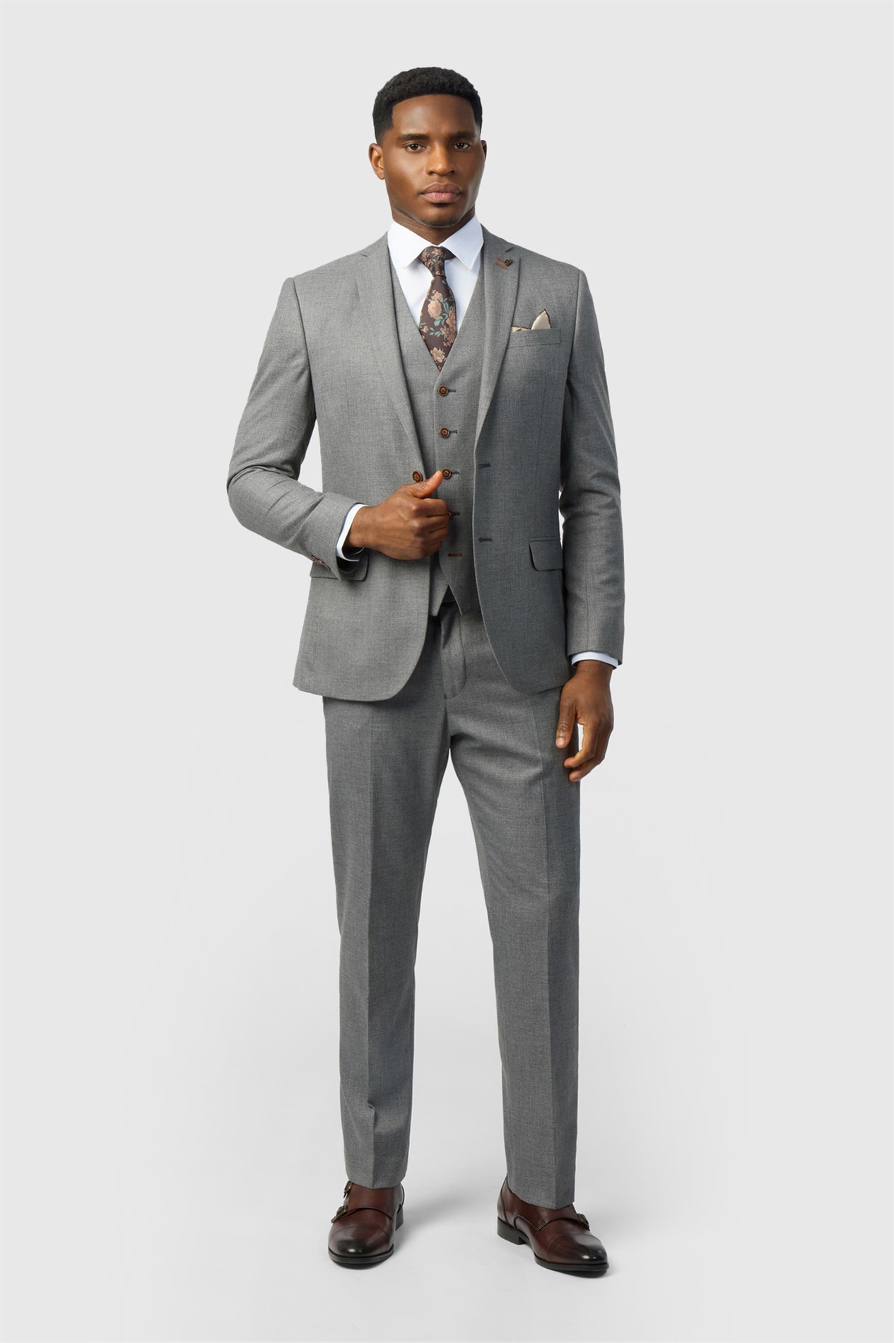 Antique Rogue Slim Fit Grey Texture Stretch Jacket