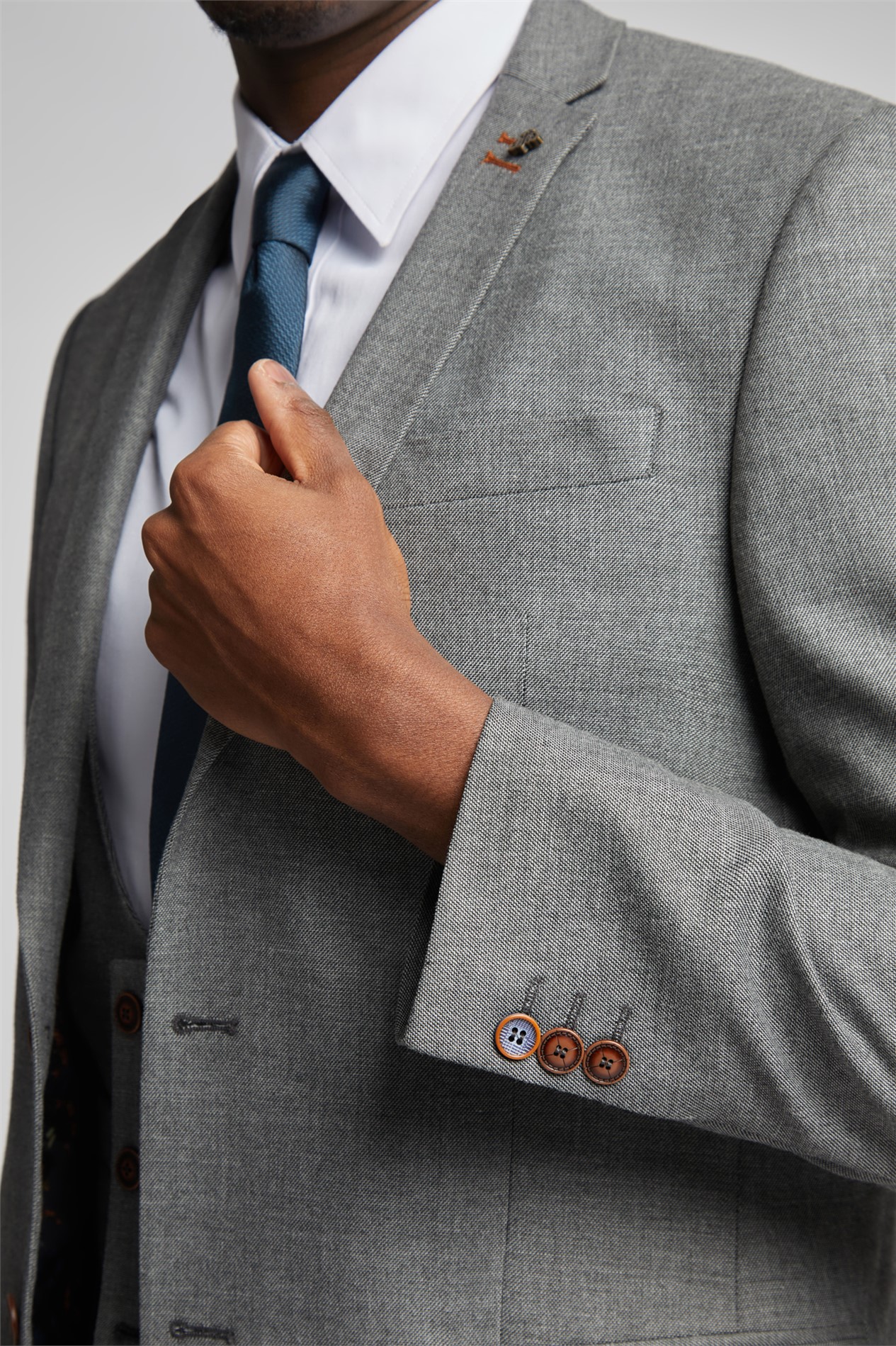 Antique Rogue Slim Fit Grey Texture Stretch Jacket