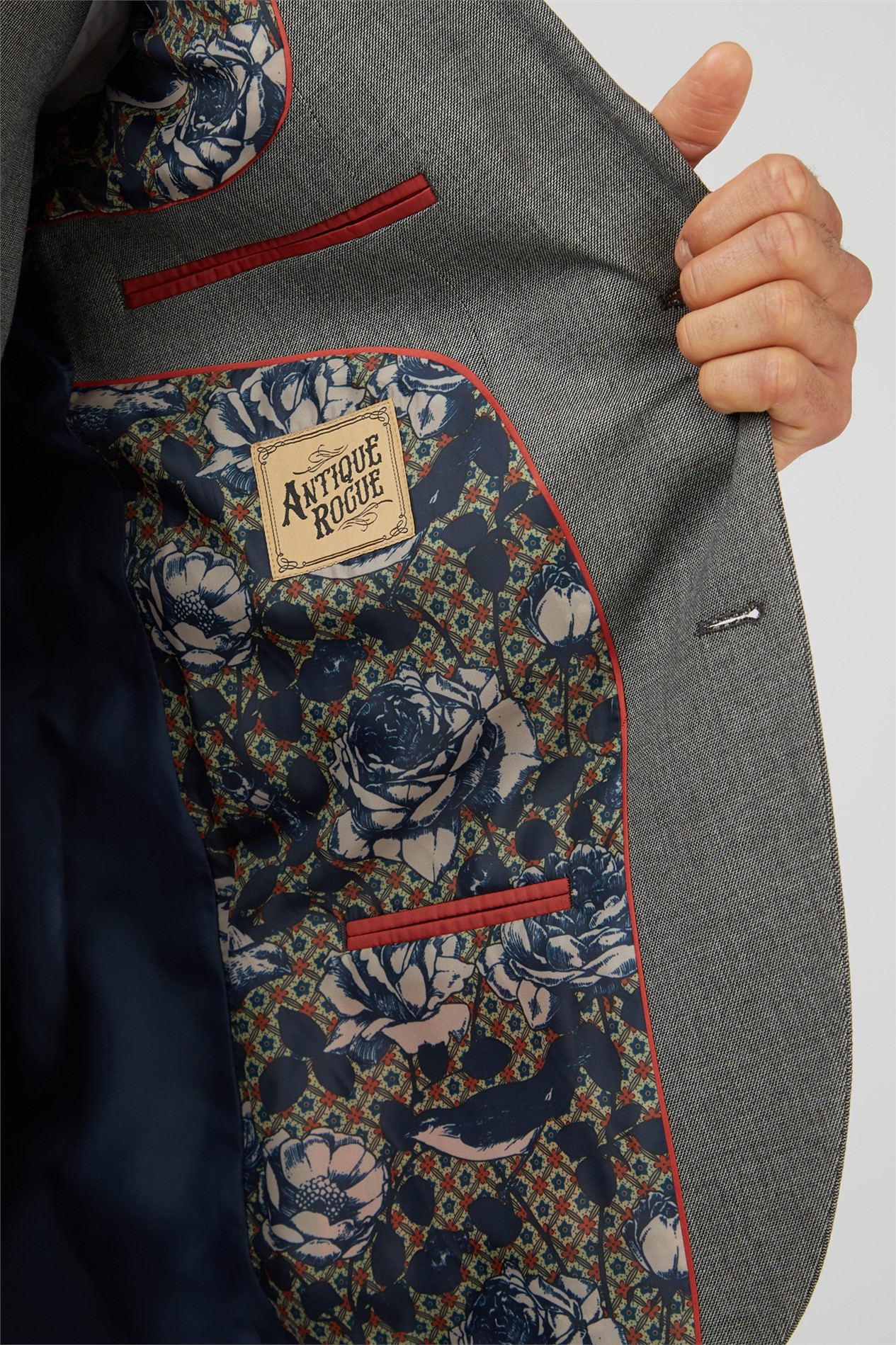 Antique Rogue Slim Fit Grey Texture Stretch Jacket