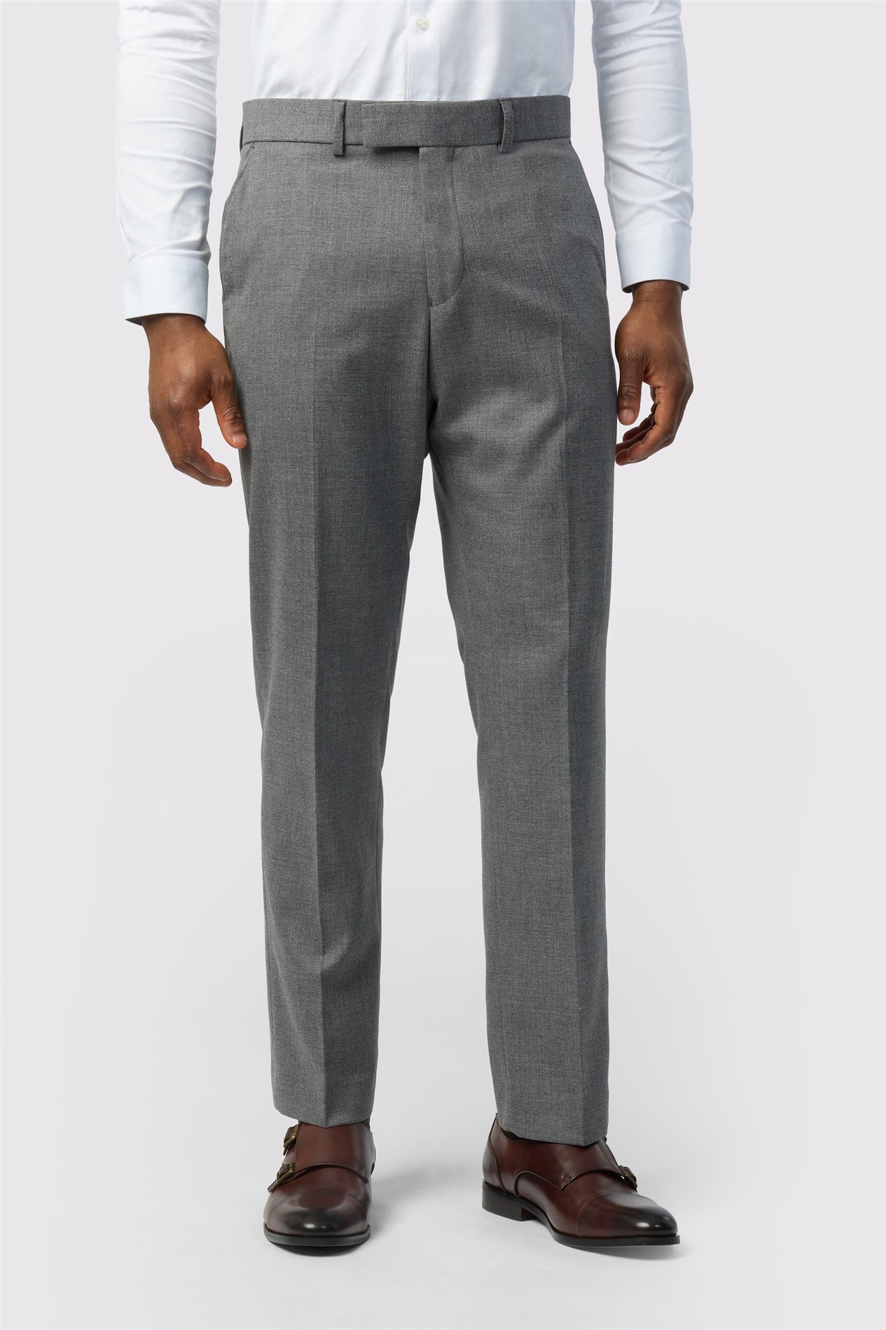 Antique Rogue Slim Fit Grey Texture Stretch Trousers