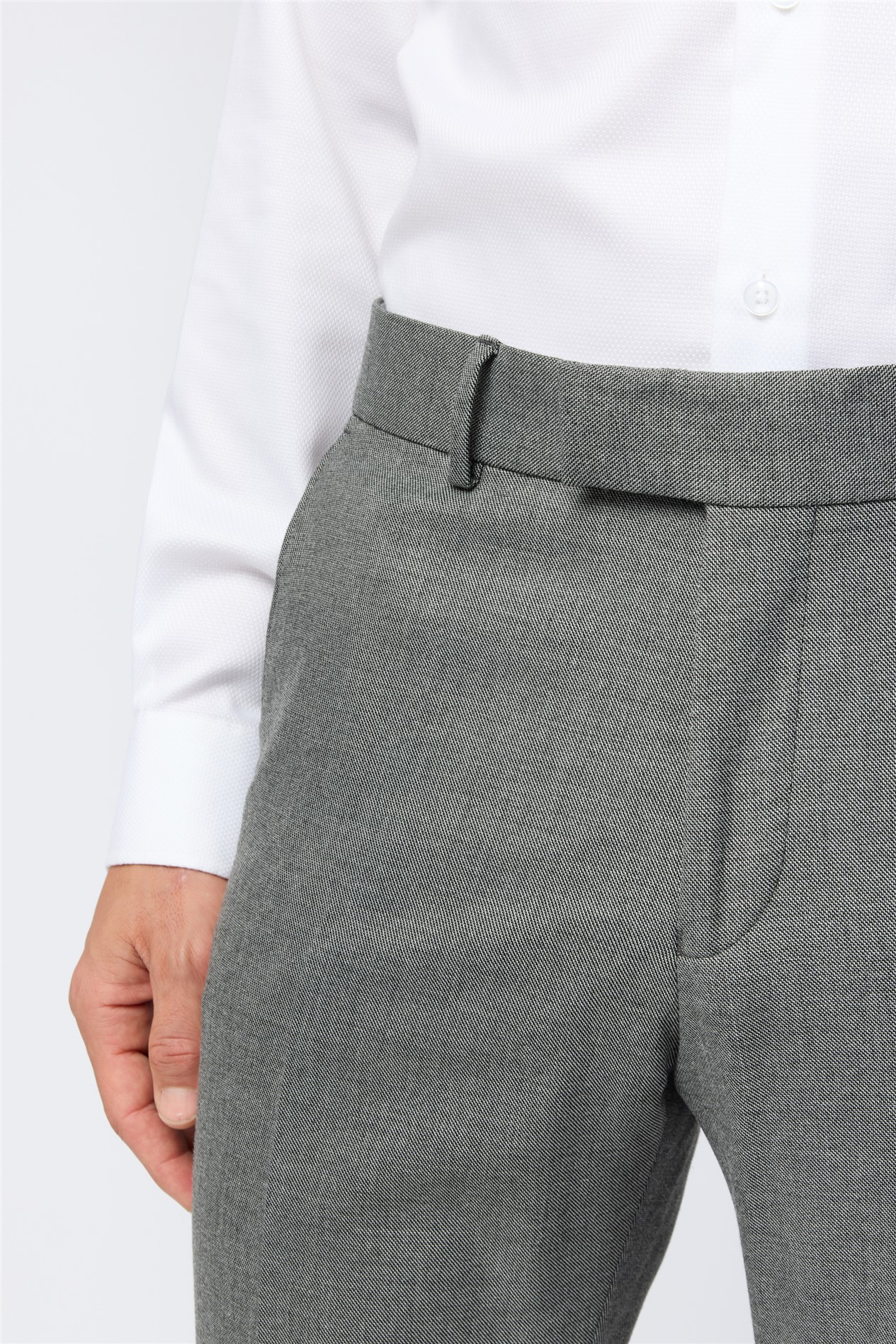 Antique Rogue Slim Fit Grey Texture Stretch Trousers