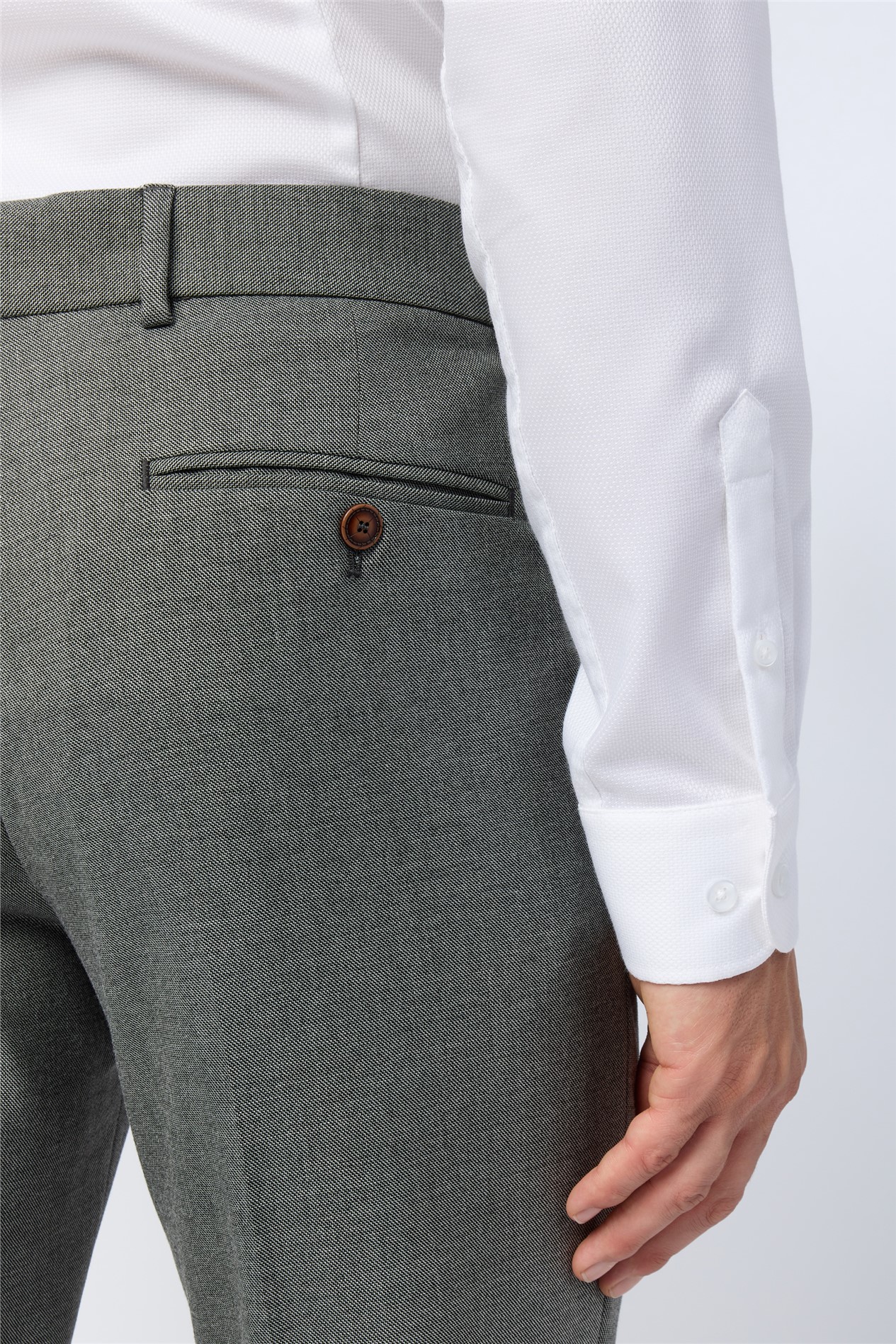 Antique Rogue Slim Fit Grey Texture Stretch Trousers