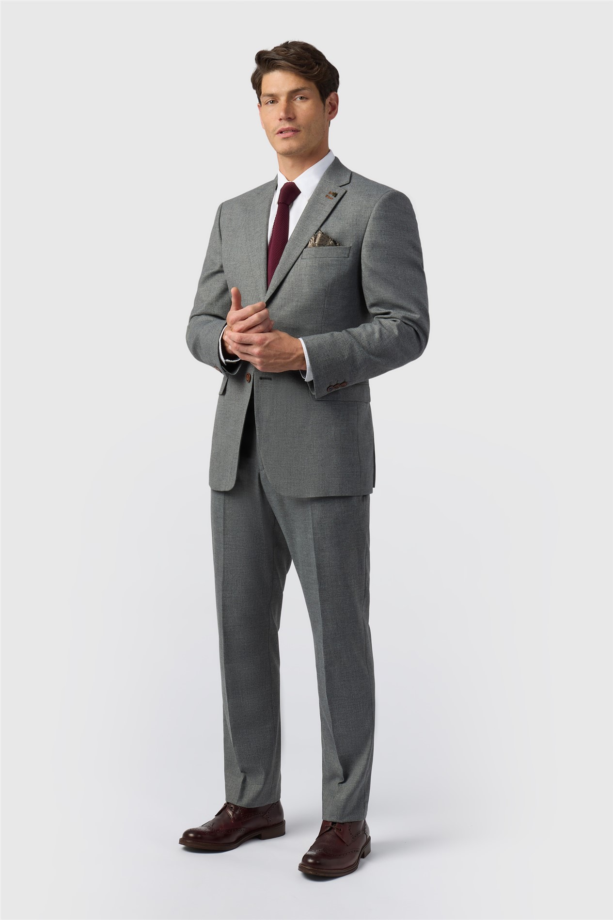 Antique Rogue Regular Fit Grey Texture Stretch Jacket