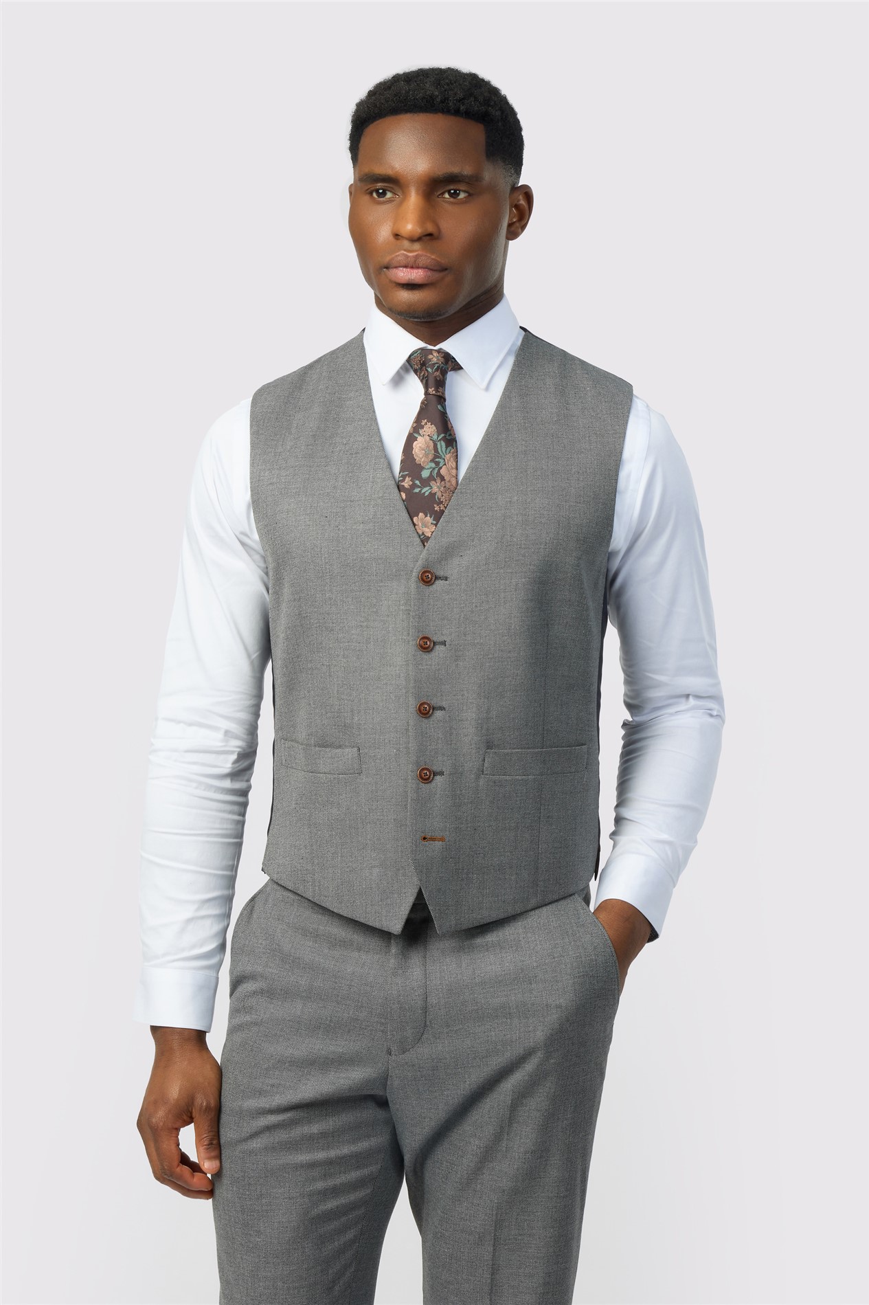Antique Rogue Grey Texture Stretch Waistcoat