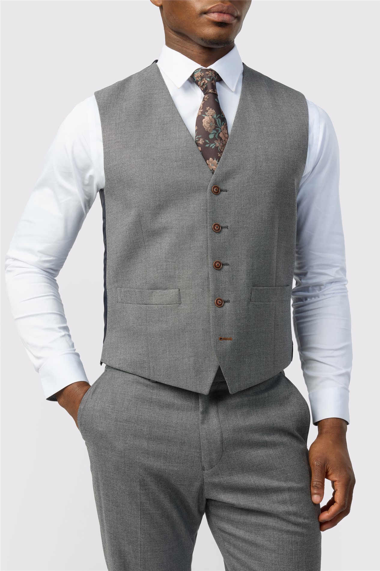 Antique Rogue Grey Texture Stretch Waistcoat