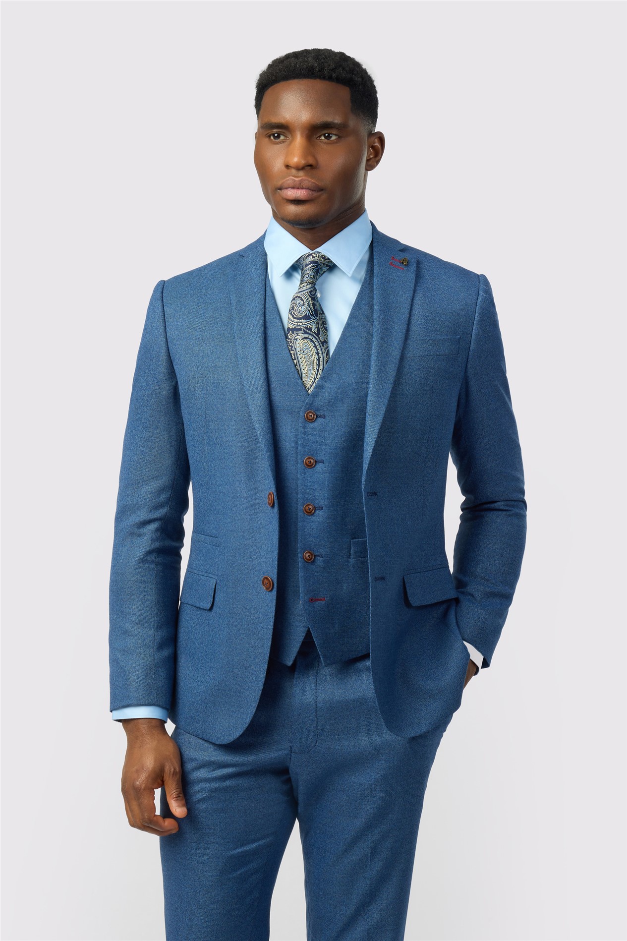 Antique Rogue Slim Fit Blue Texture Stretch Jacket