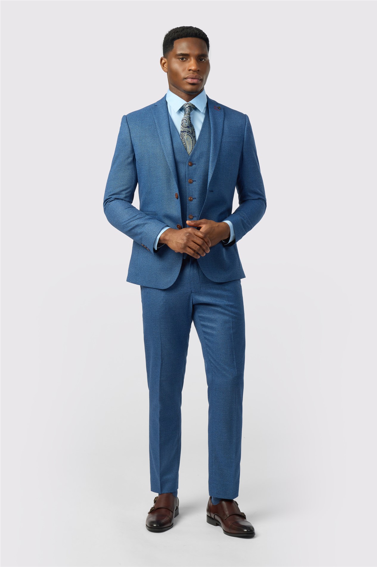 Antique Rogue Slim Fit Blue Texture Stretch Jacket